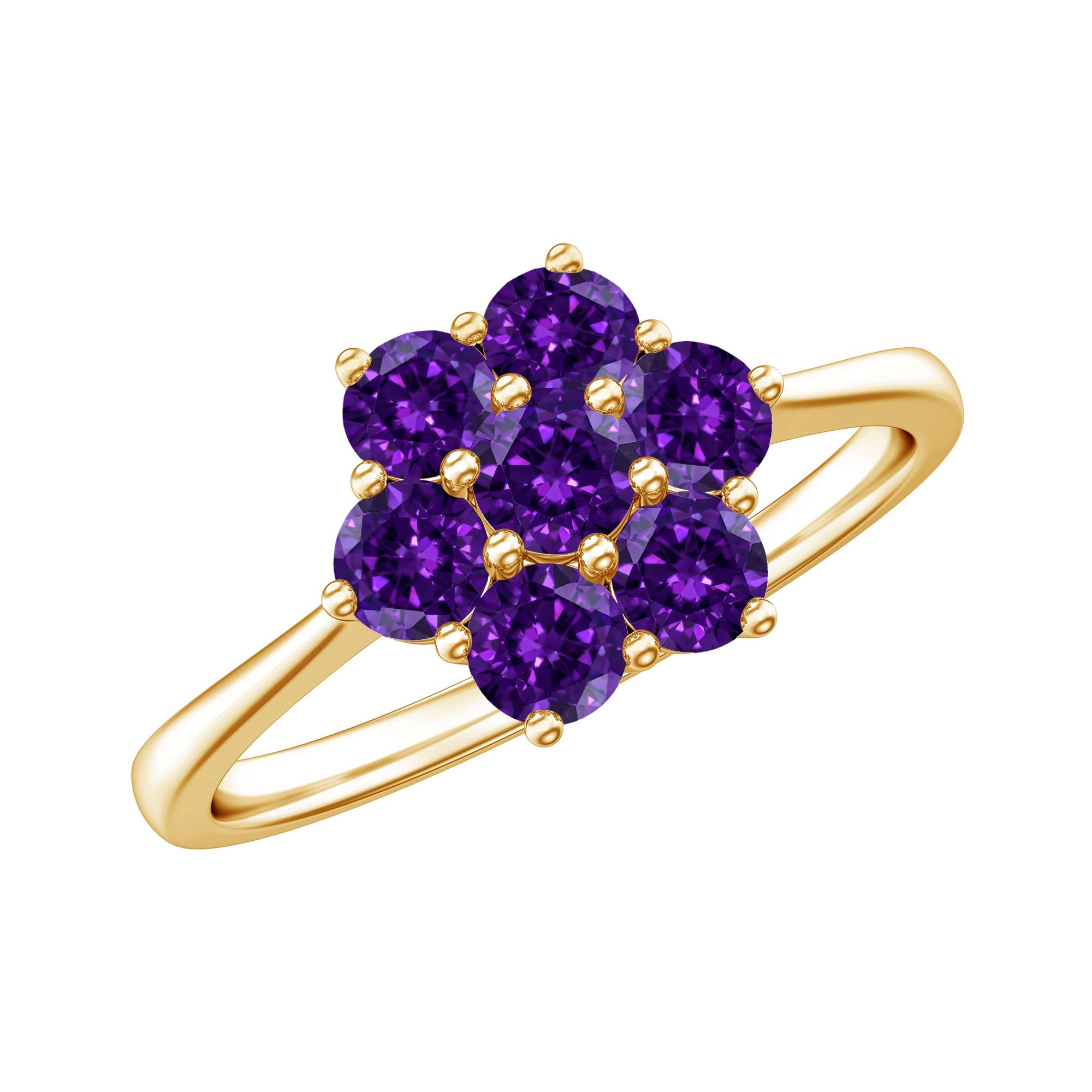 Round Shape Amethyst Cluster Flower Ring for Women | Rings | Wiccan Center