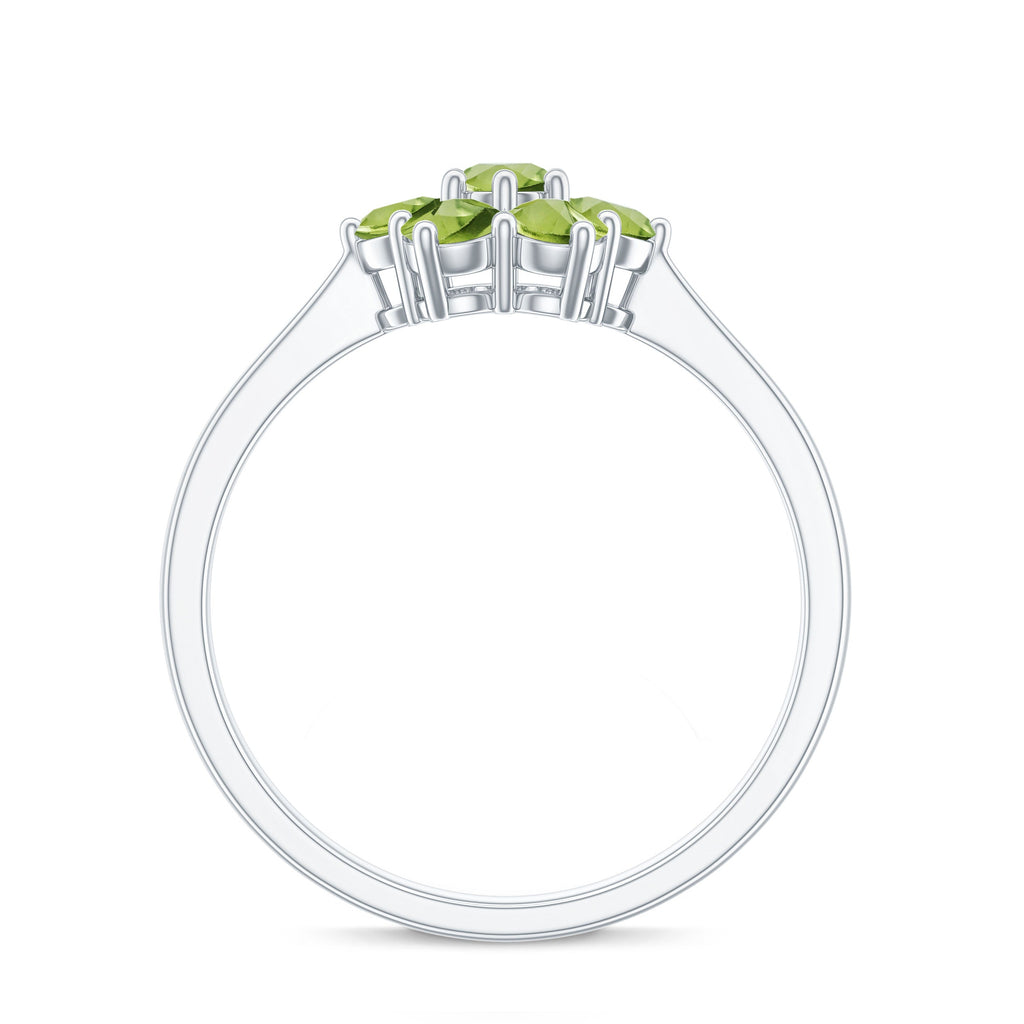 Natural Peridot Flower Cluster Engagement Ring