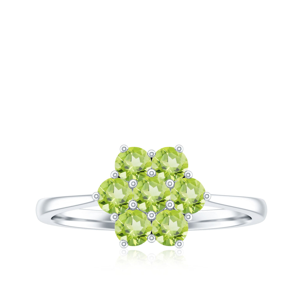 Natural Peridot Flower Cluster Engagement Ring