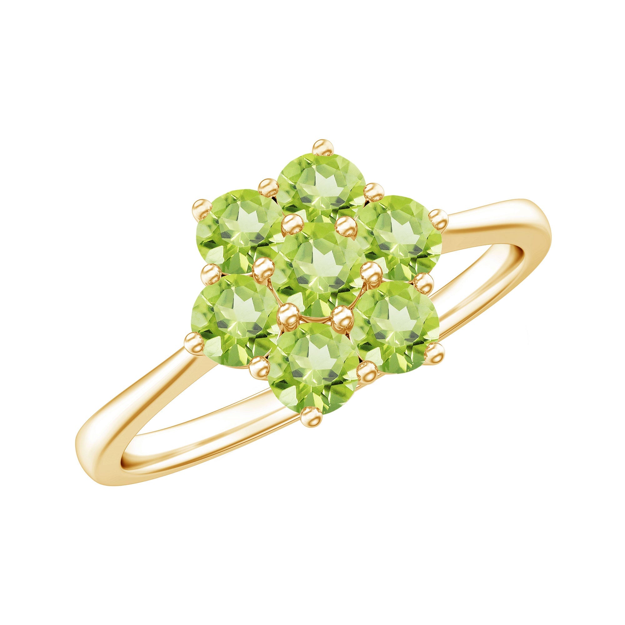 Natural Peridot Flower Cluster Engagement Ring | Rings | Wiccan Center