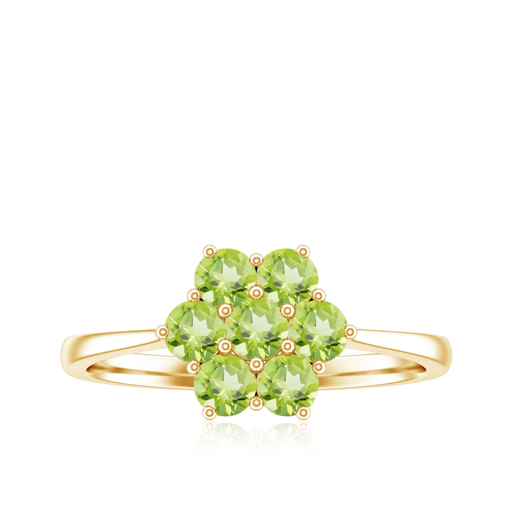 Natural Peridot Flower Cluster Engagement Ring