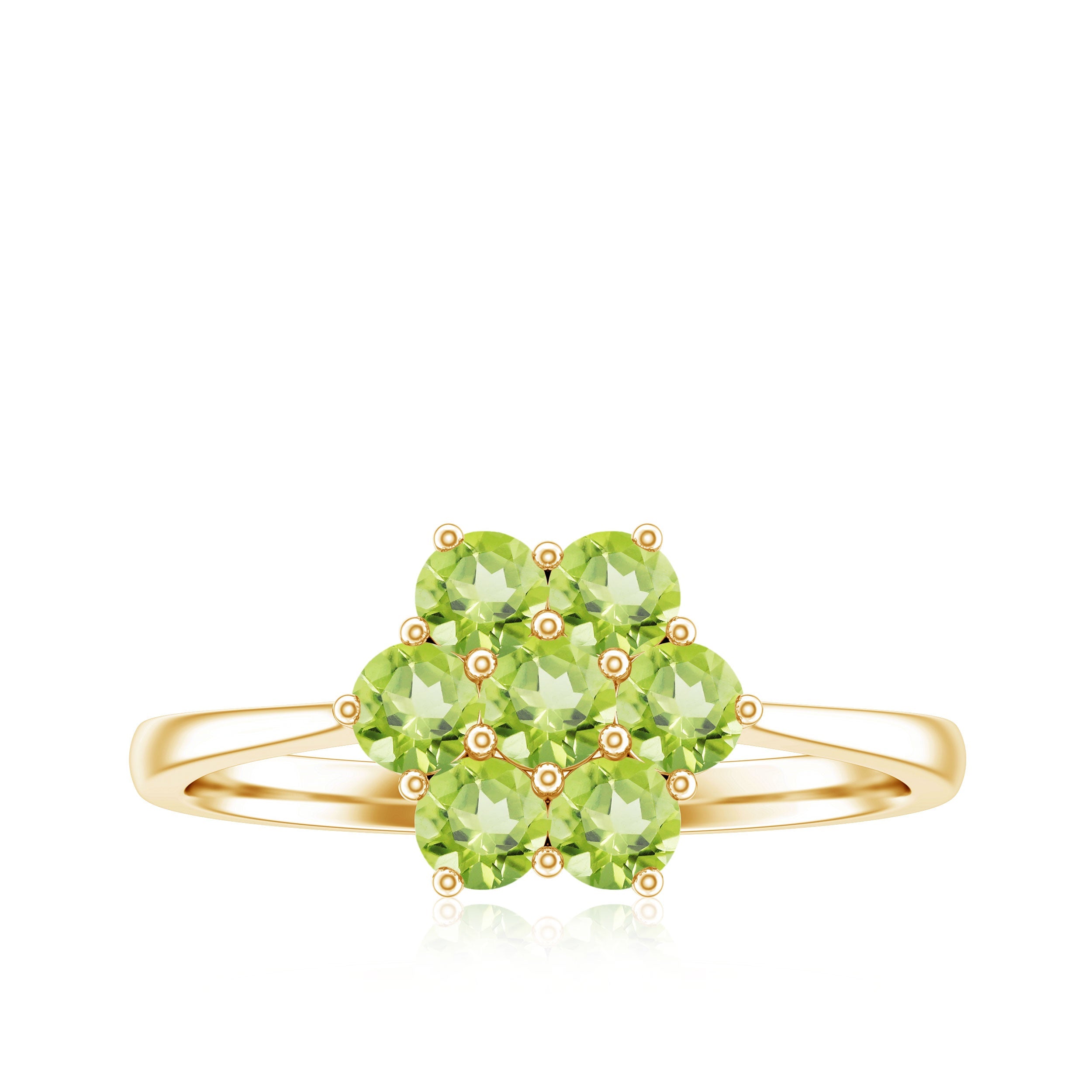 Natural Peridot Flower Cluster Engagement Ring