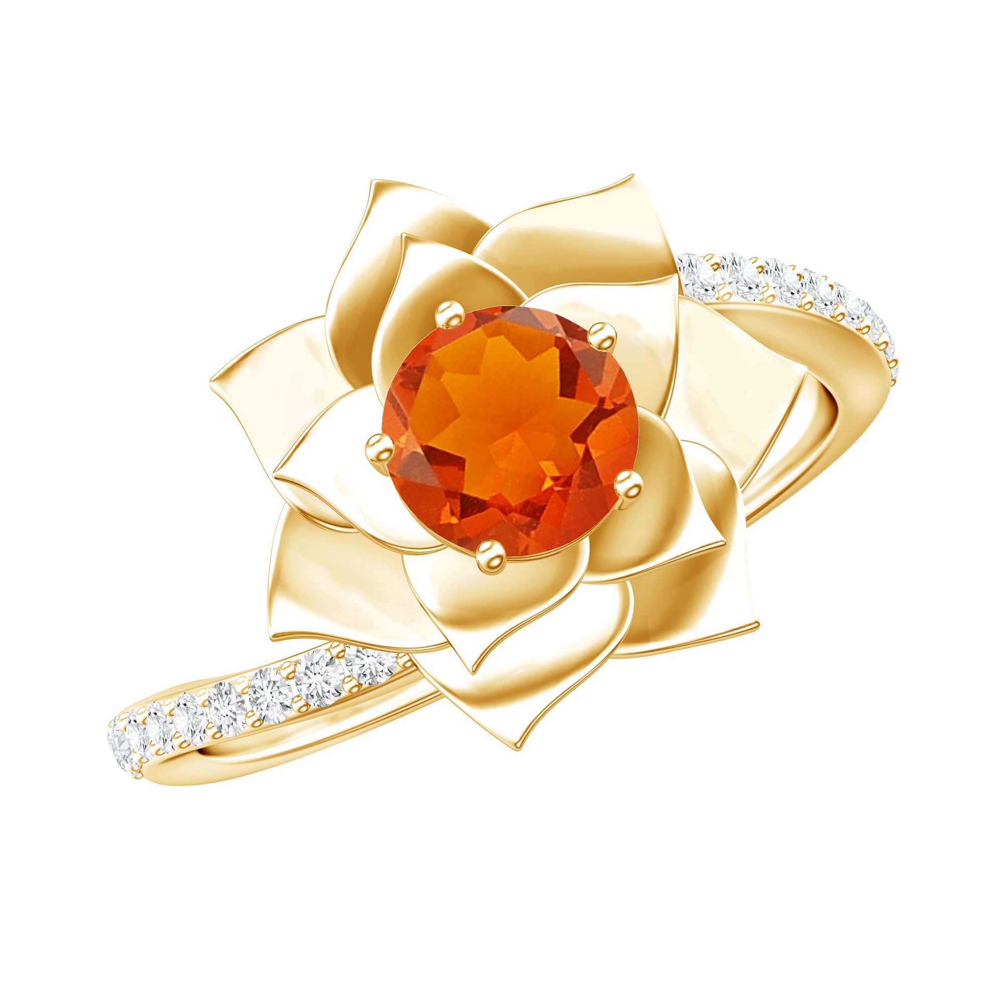 Flower Inspired Fire Opal Engagement Ring with Diamond | Rings | Wiccan Center