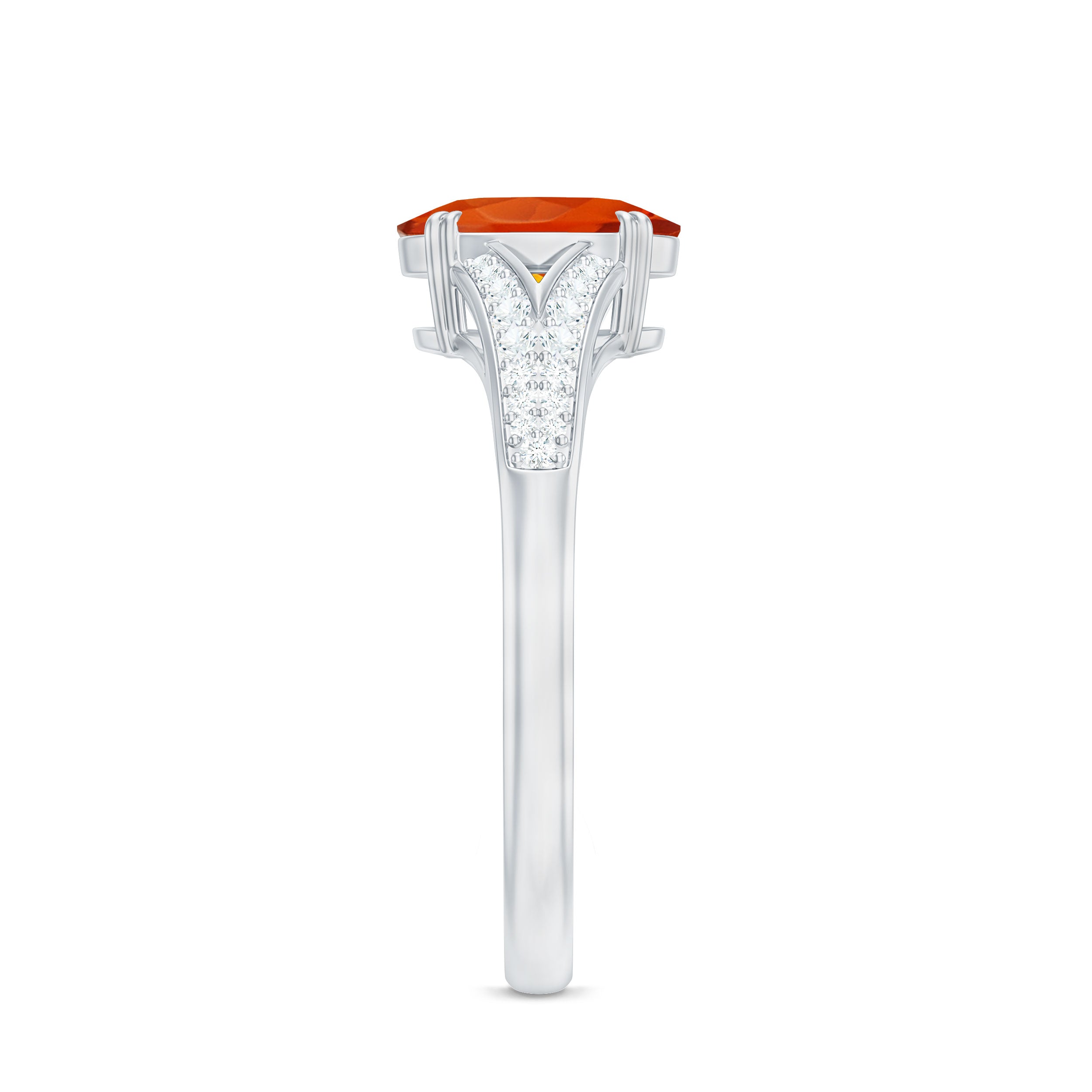 Oval 1 Carat Fire Opal Engagement Ring with Diamond Split Shank
