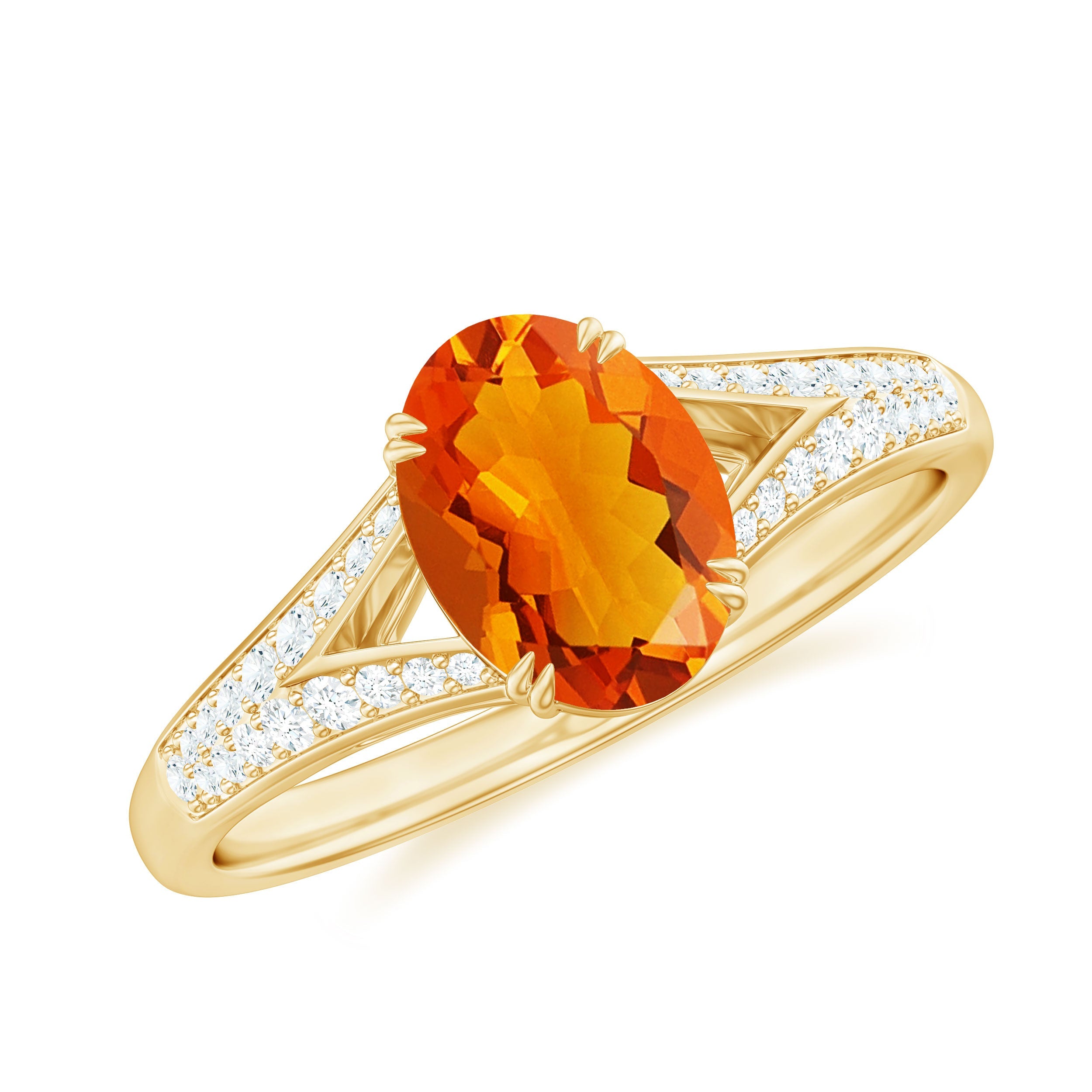 Oval 1 Carat Fire Opal Engagement Ring with Diamond Split Shank | Rings | Wiccan Center