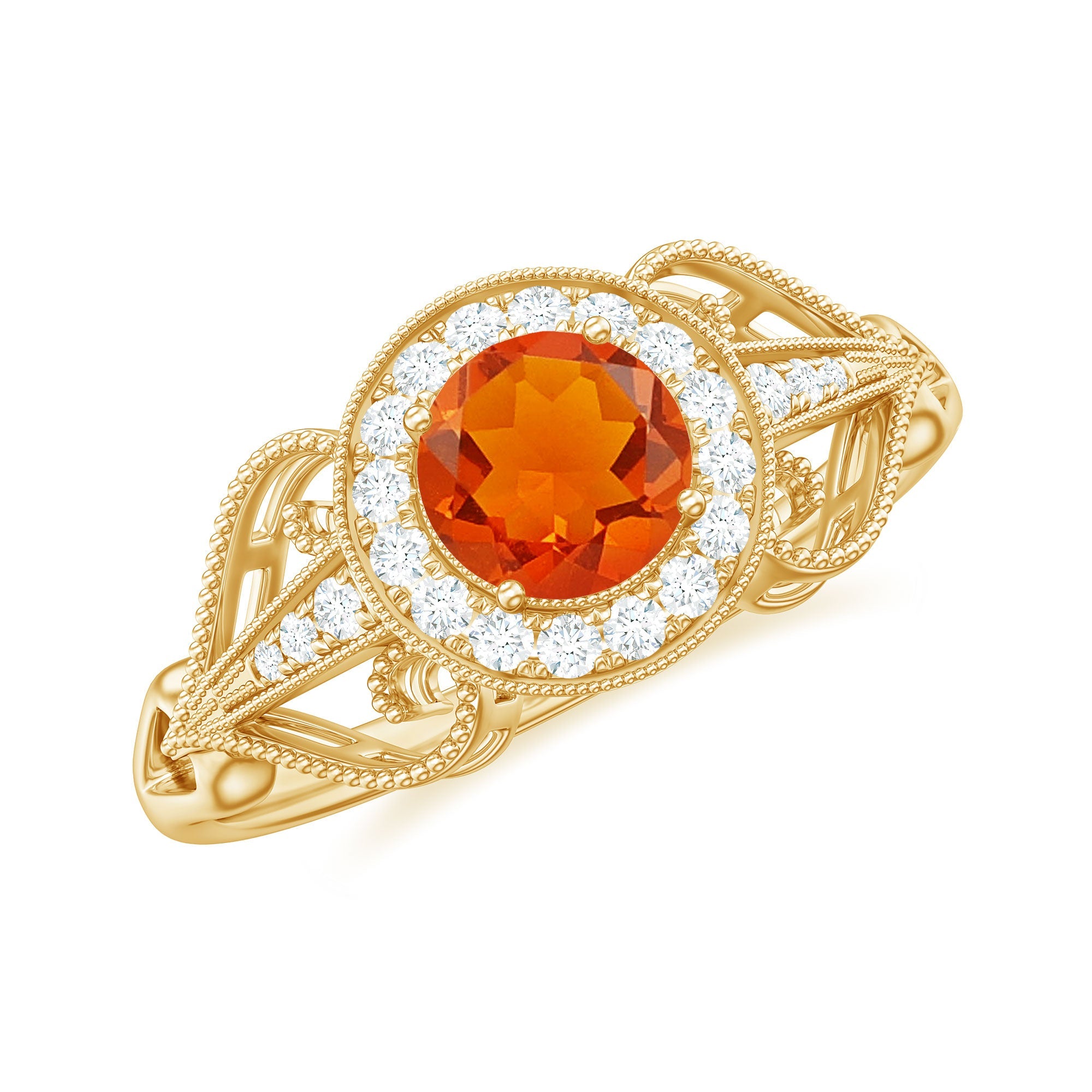 Real 0.45 Carat Fire Opal and Diamond Vintage Inspired Engagement Ring | Rings | Wiccan Center