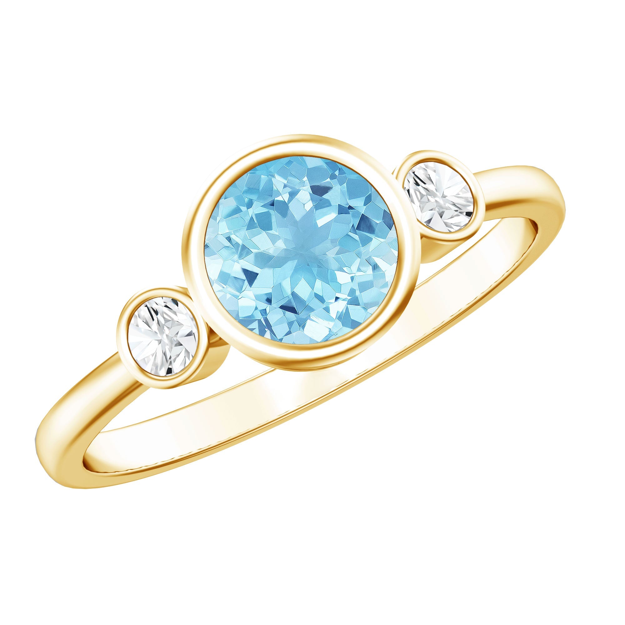 Bezel Set Real Aquamarine Diamond Engagement Ring with Certificate | Rings | Wiccan Center