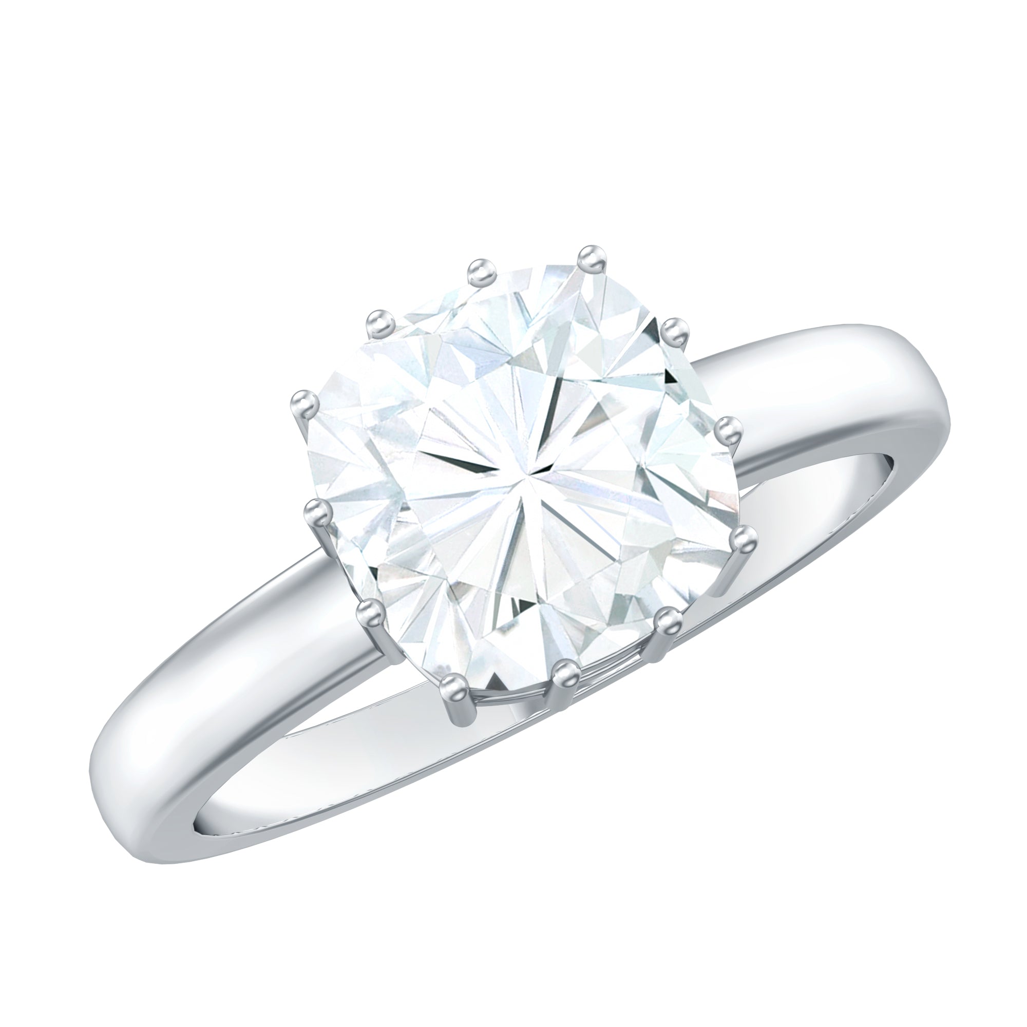 Certified 3 Carat Cushion Cut Moissanite Solitaire Engagement Ring