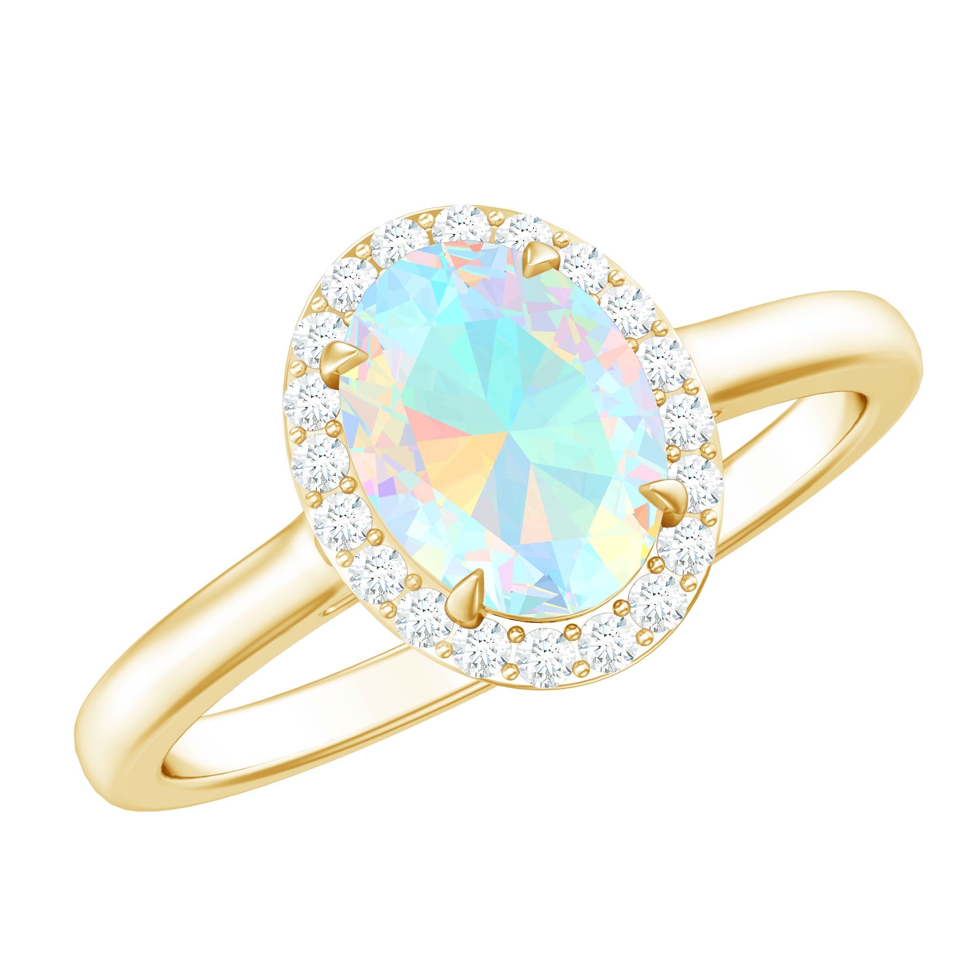Natural Ethiopian Opal Oval Engagement Ring with Diamond Halo | Rings | Wiccan Center