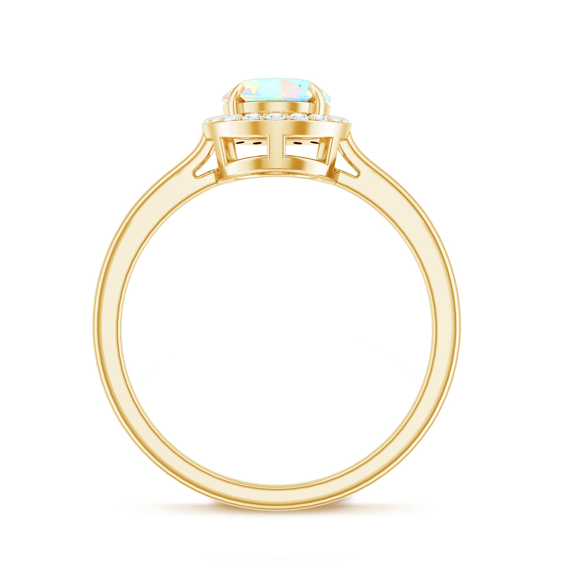 Natural Ethiopian Opal Oval Engagement Ring with Diamond Halo