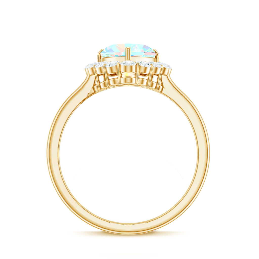 Certified Real Ethiopian Opal Heart Shaped Engagement Ring with Diamond Halo