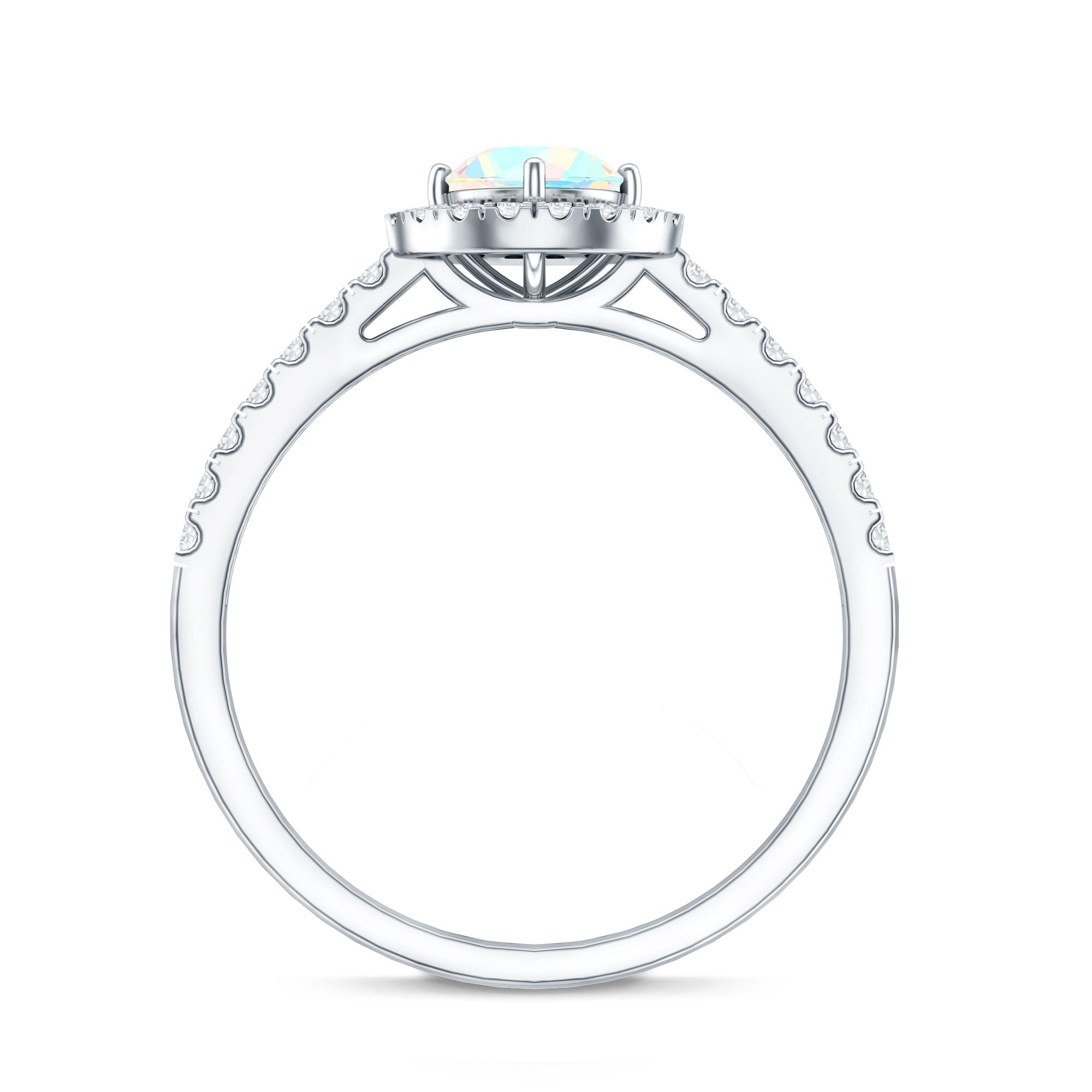 Natural Ethiopian Opal Diamond Engagement Ring with Halo