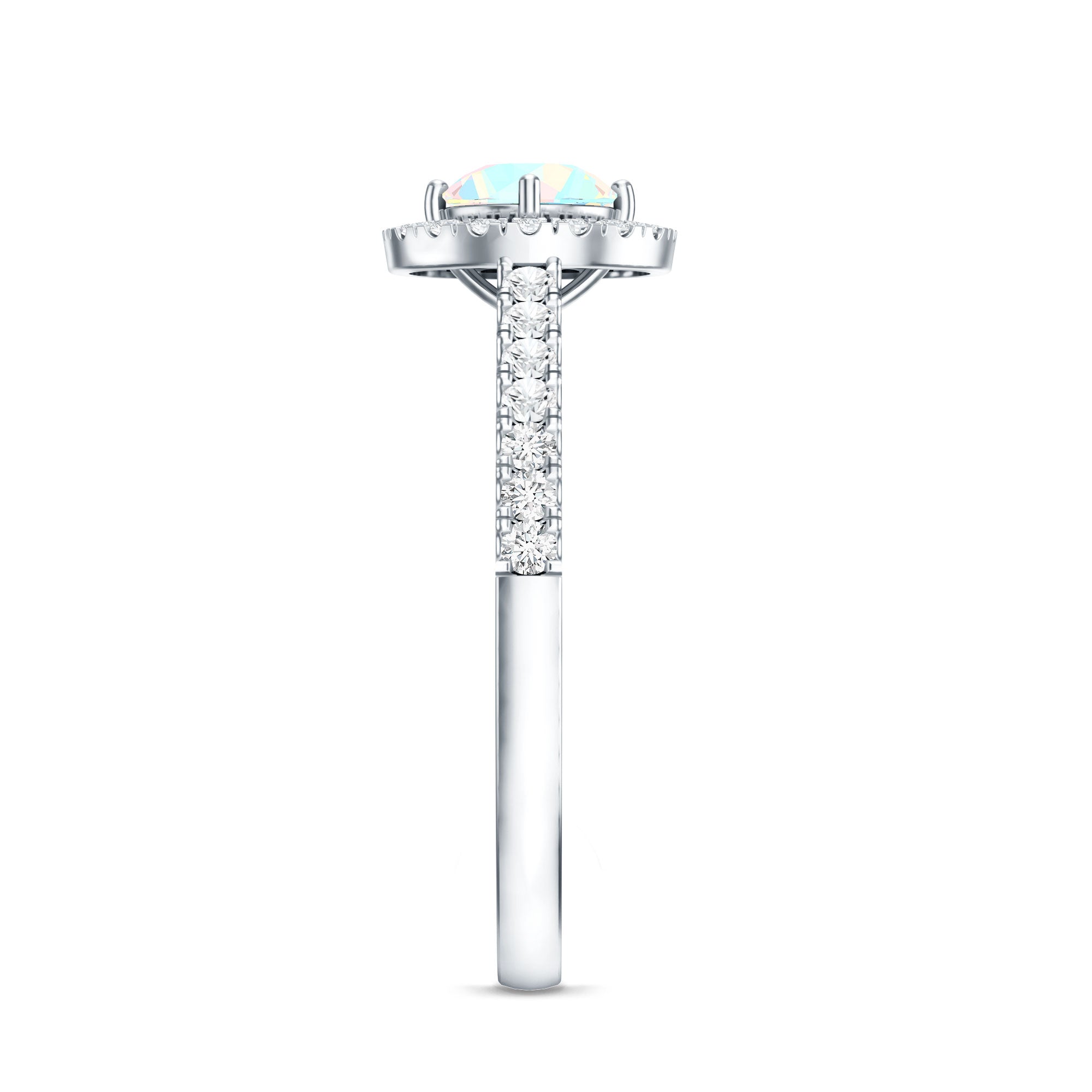 Natural Ethiopian Opal Diamond Engagement Ring with Halo