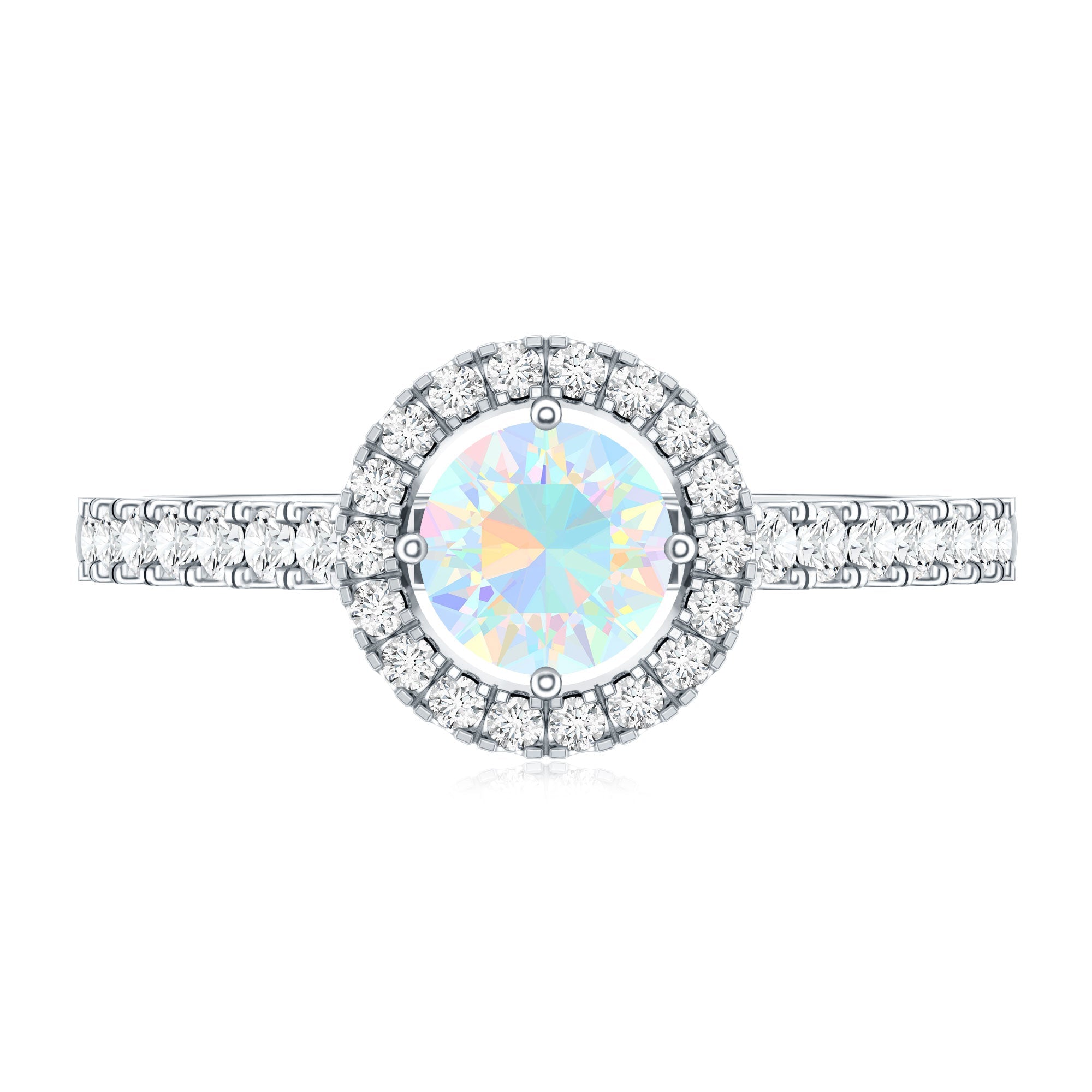 Natural Ethiopian Opal Diamond Engagement Ring with Halo