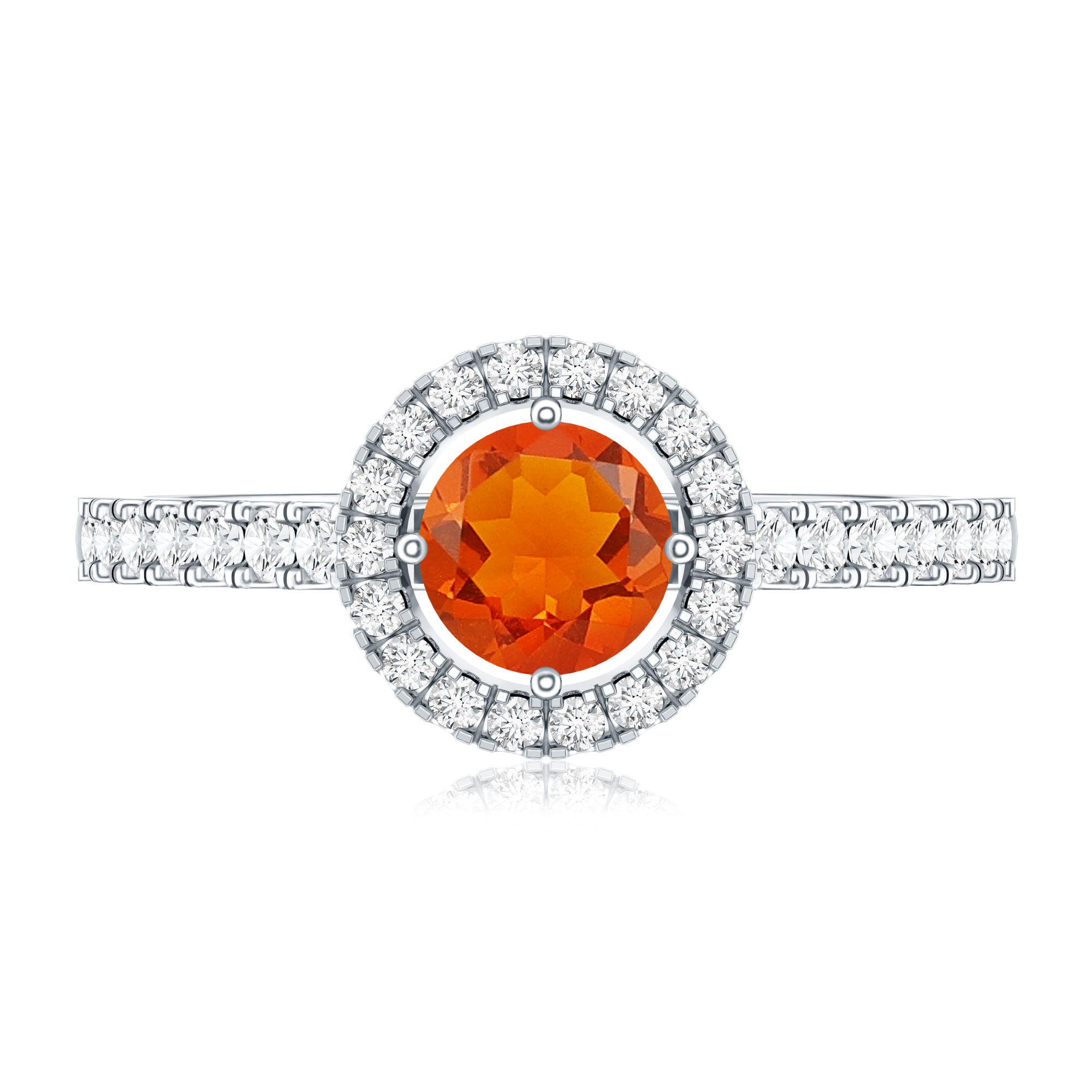 0.45 Carat Real Fire Opal and Diamond Halo Engagement Ring