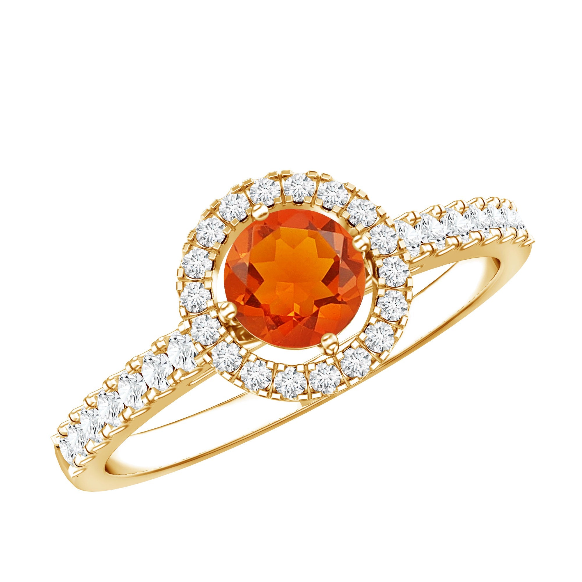 0.45 Carat Real Fire Opal and Diamond Halo Engagement Ring | Rings | Wiccan Center