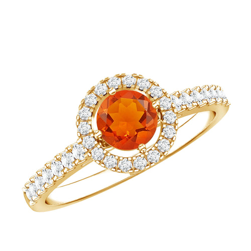 0.45 Carat Real Fire Opal and Diamond Halo Engagement Ring | Rings | Wiccan Center