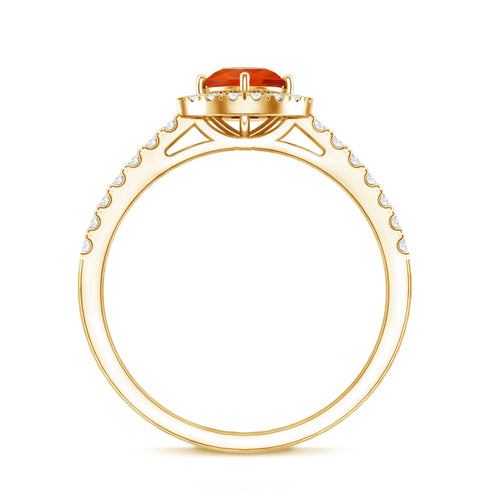 0.45 Carat Real Fire Opal and Diamond Halo Engagement Ring | Rings | Wiccan Center
