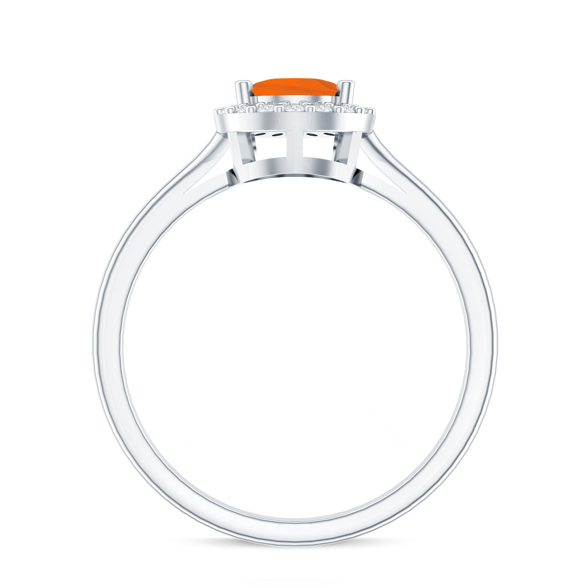 0.6 Carat Teardrop Fire Opal Ring with Diamond Halo