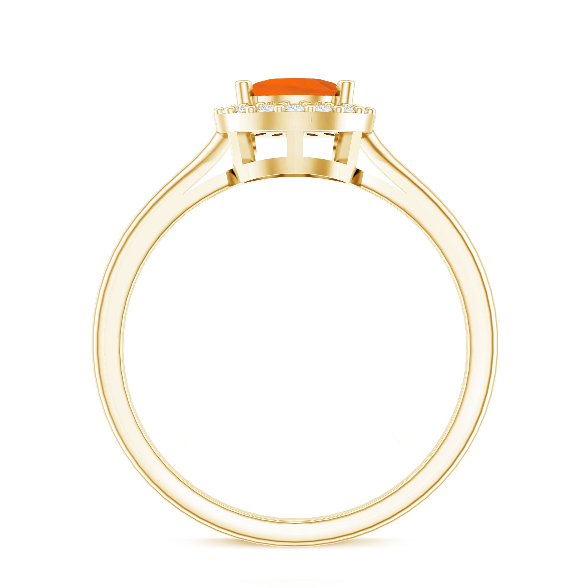 0.6 Carat Teardrop Fire Opal Ring with Diamond Halo