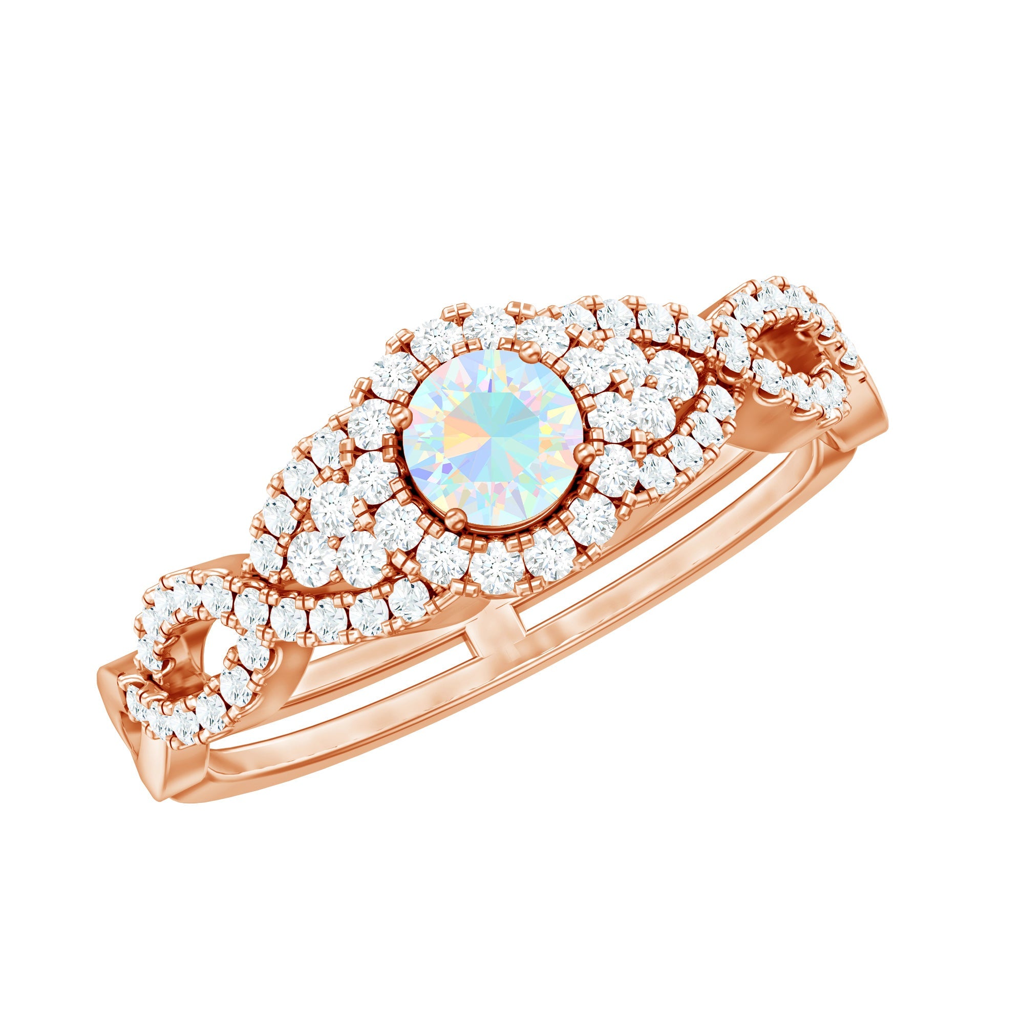 Real Ethiopian Opal Diamond Vintage Looking Engagement Ring with Criss Cross Shank | Rings | Wiccan Center