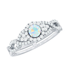 Real Ethiopian Opal Diamond Vintage Looking Engagement Ring with Criss Cross Shank | Rings | Wiccan Center