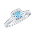 Vintage Looking Aquamarine and Diamond Halo Engagement Ring for Women