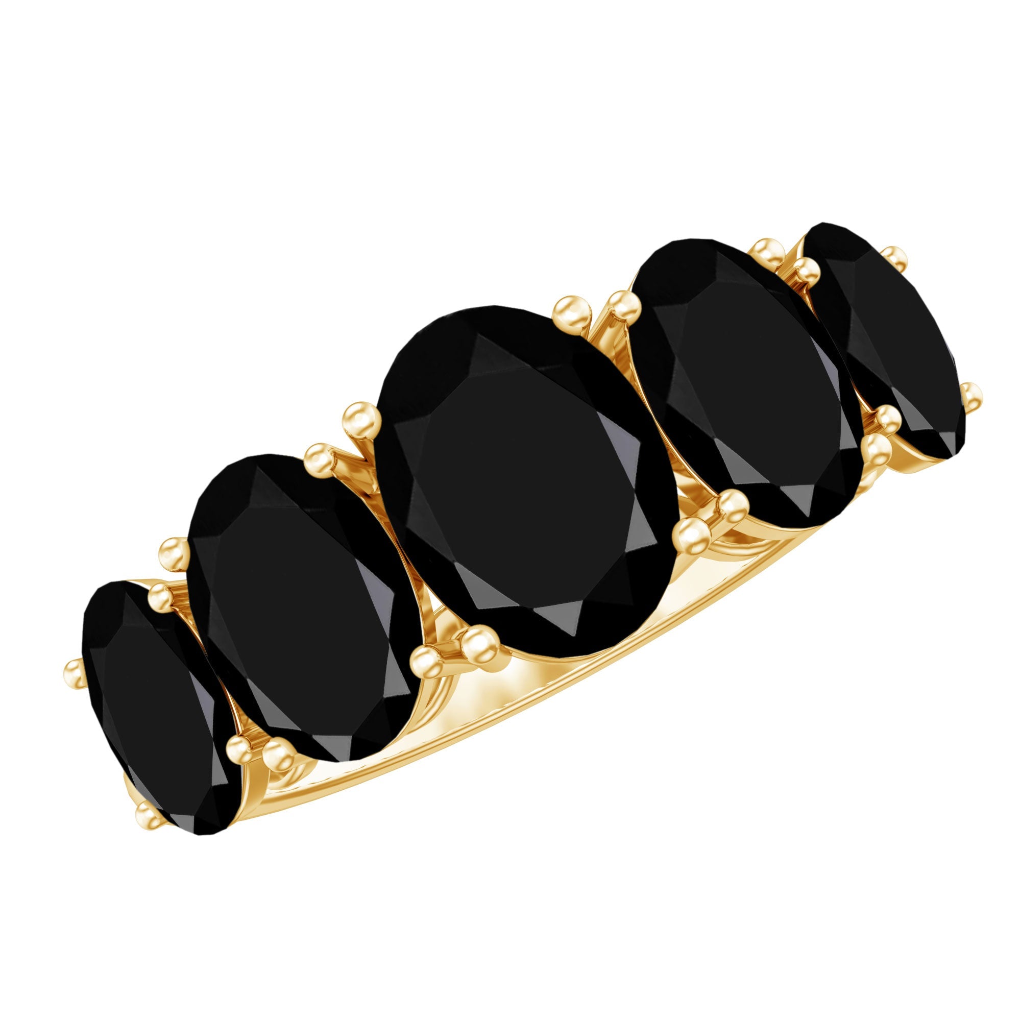 Oval Shaped Black Onyx 5 Stone Anniversary Ring | Rings | Wiccan Center