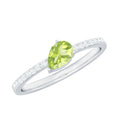 Natural 1 Carat Pear Shape Peridot Engagement Ring with Diamond