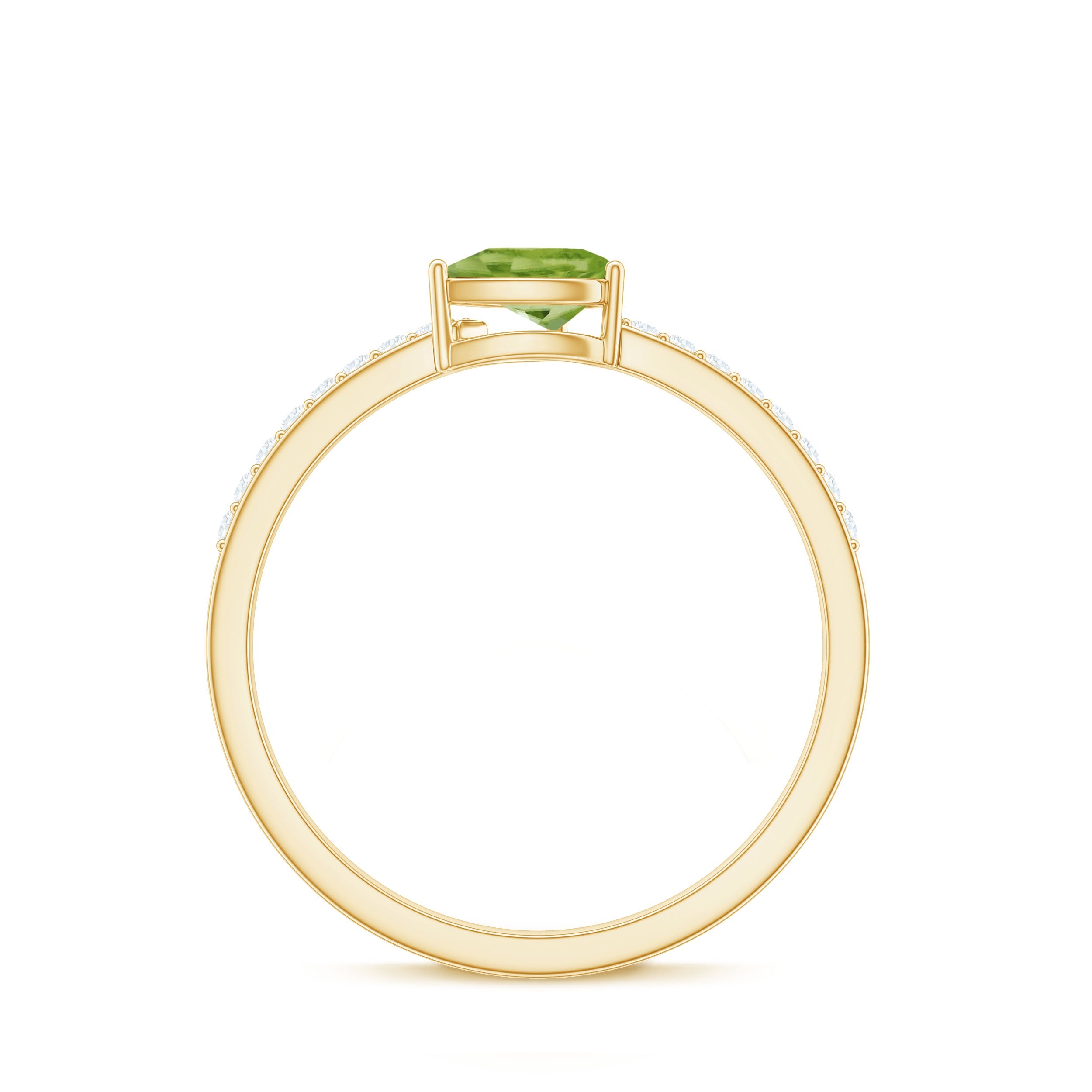 Natural 1 Carat Pear Shape Peridot Engagement Ring with Diamond
