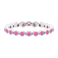 Created Pink Sapphire Stackable Eternity Ring with Beaded Shank