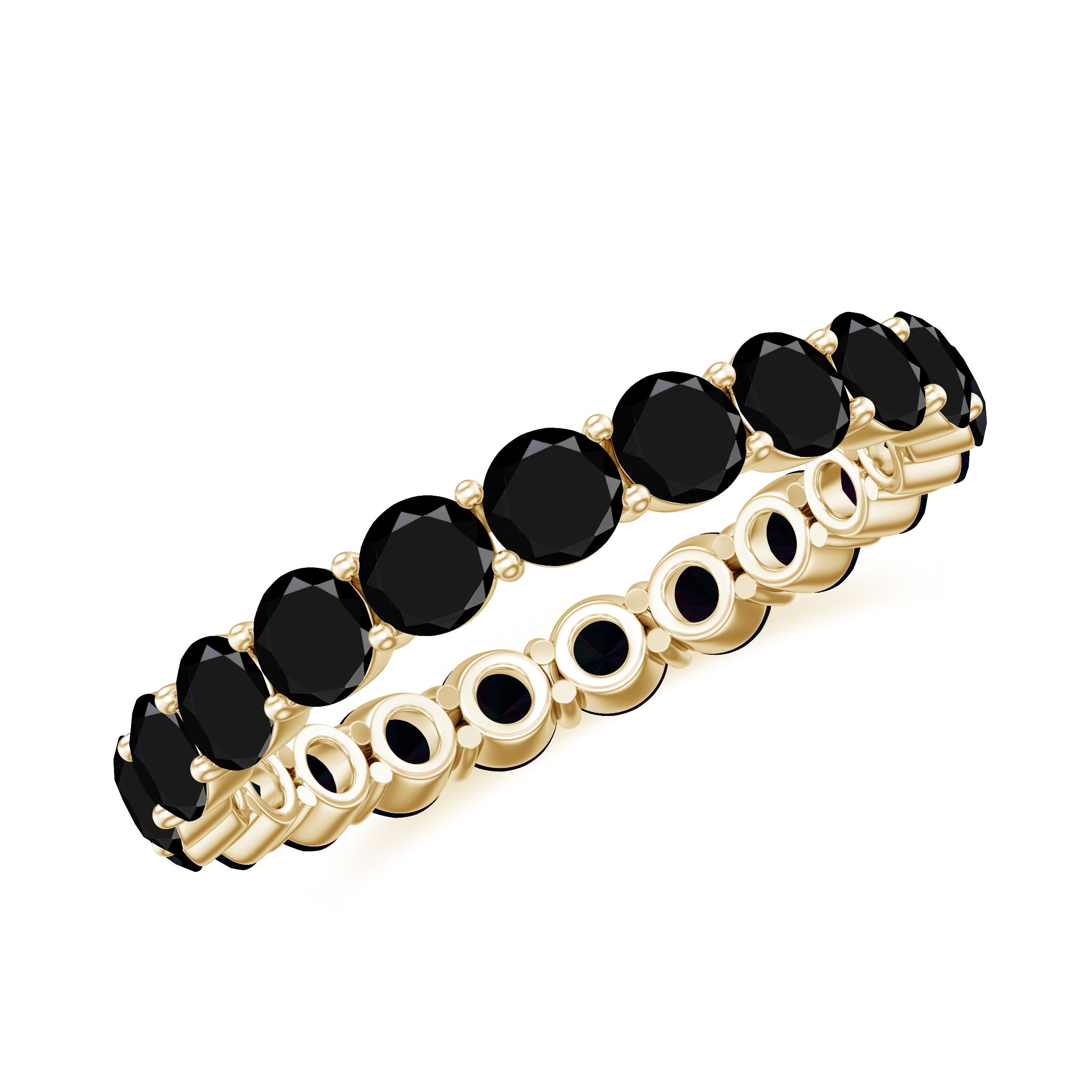 Certified Round Black Spinel Eternity Wedding Band | Rings | Wiccan Center