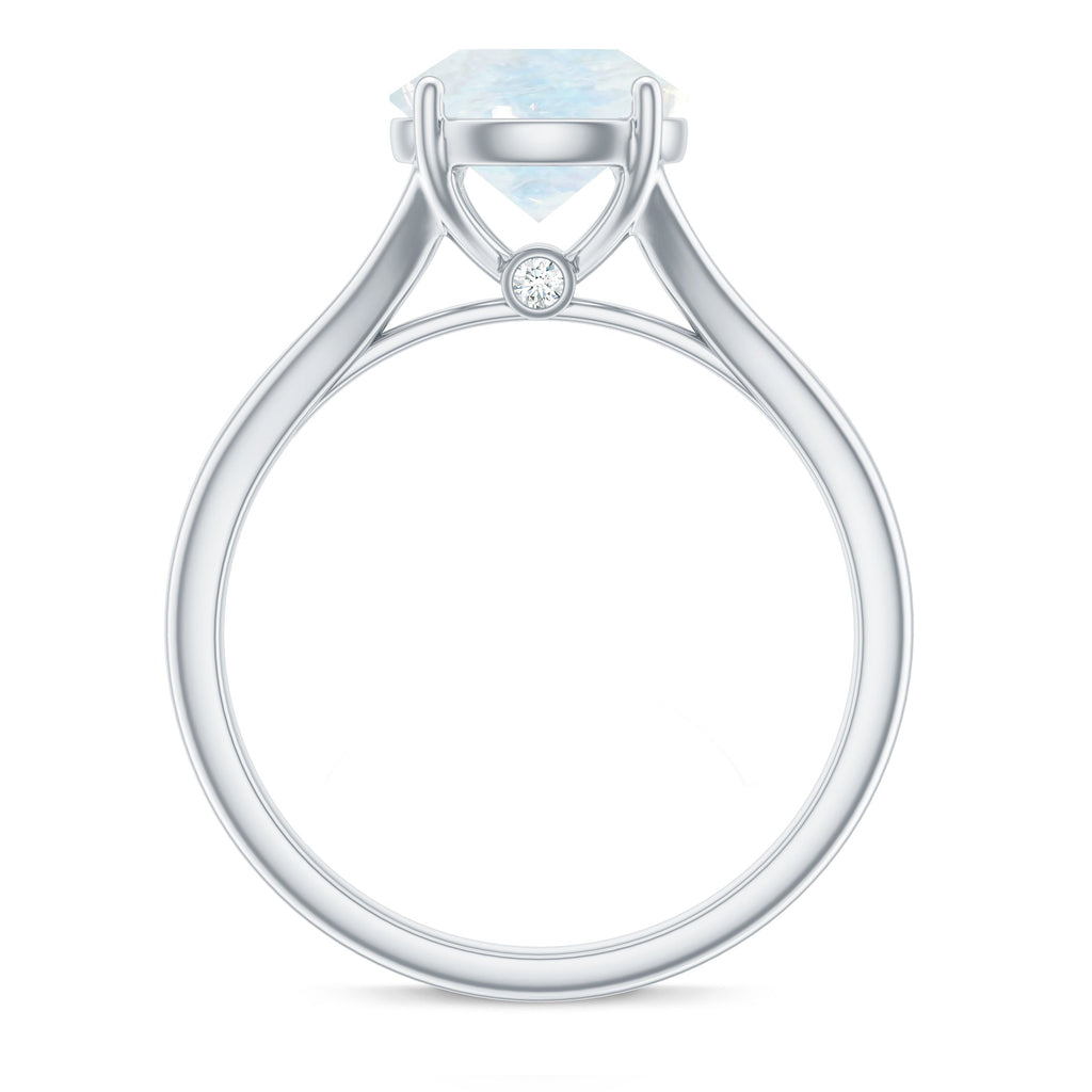 0.8 Carat Natural Moonstone Solitaire Ring with Surprise Diamond