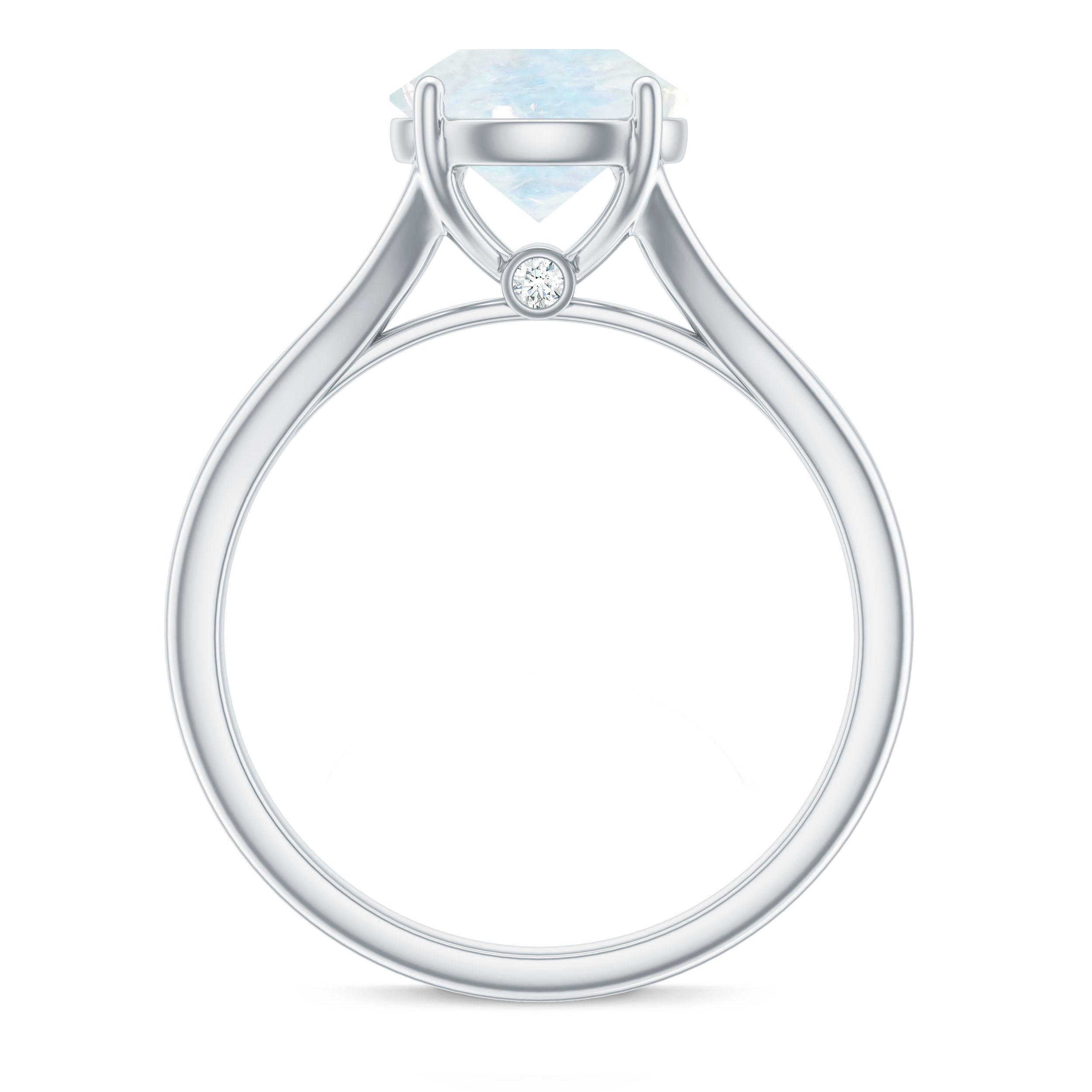 0.8 Carat Natural Moonstone Solitaire Ring with Surprise Diamond