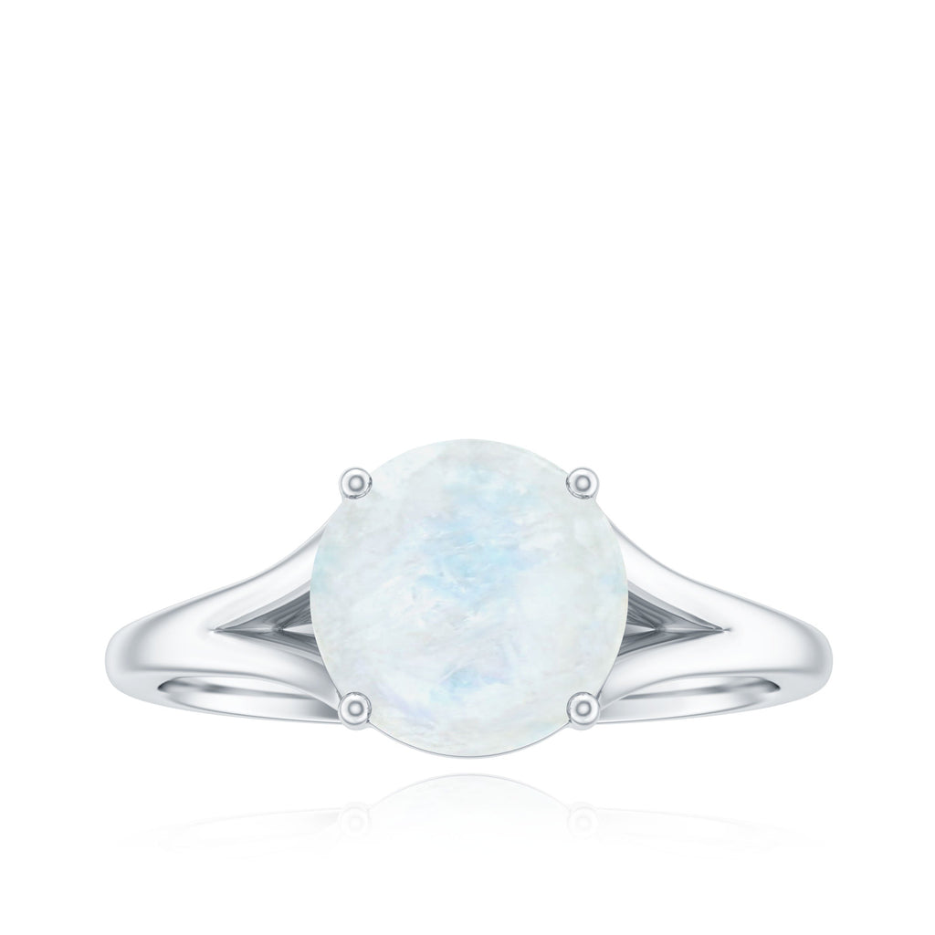 0.8 Carat Natural Moonstone Solitaire Ring with Surprise Diamond