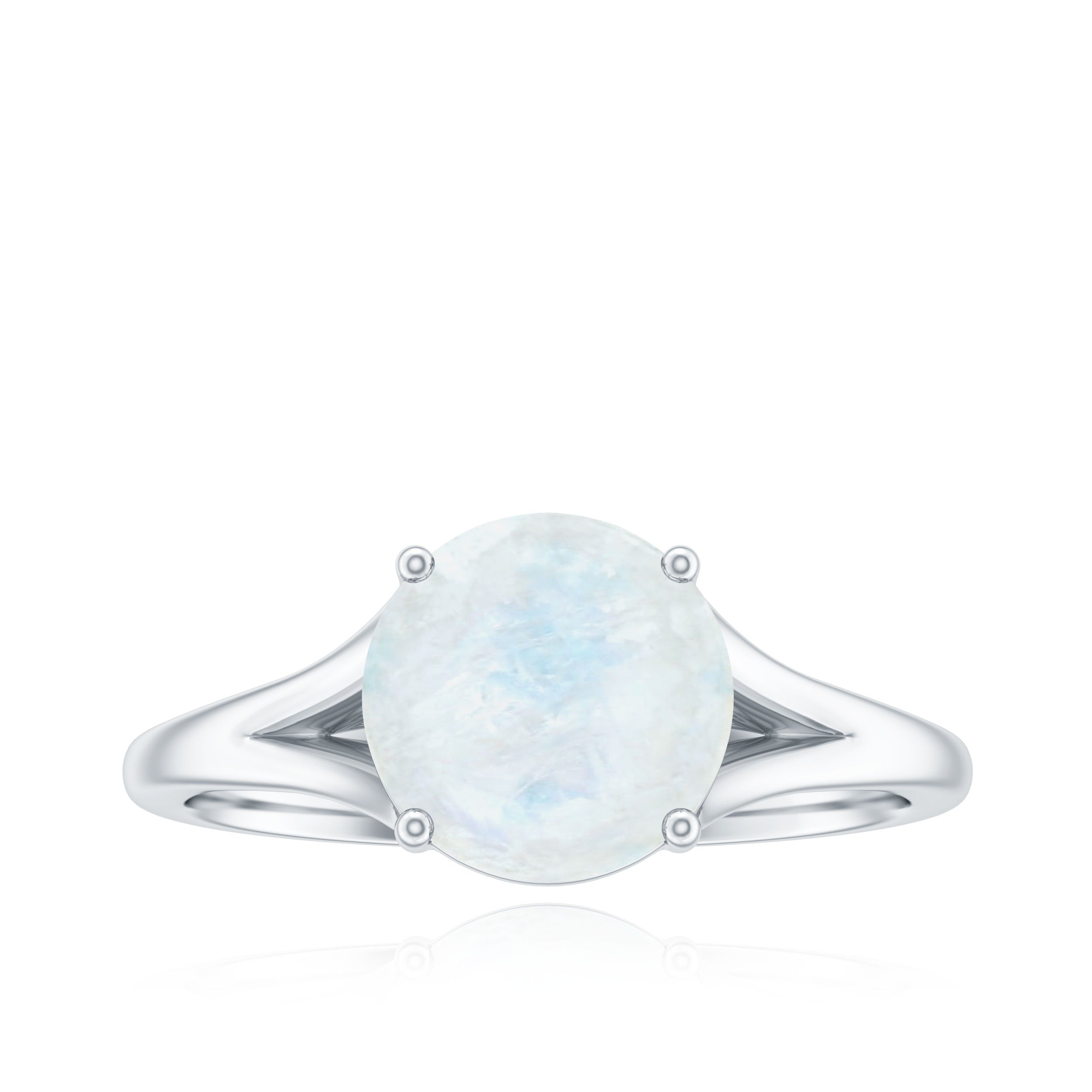 0.8 Carat Natural Moonstone Solitaire Ring with Surprise Diamond