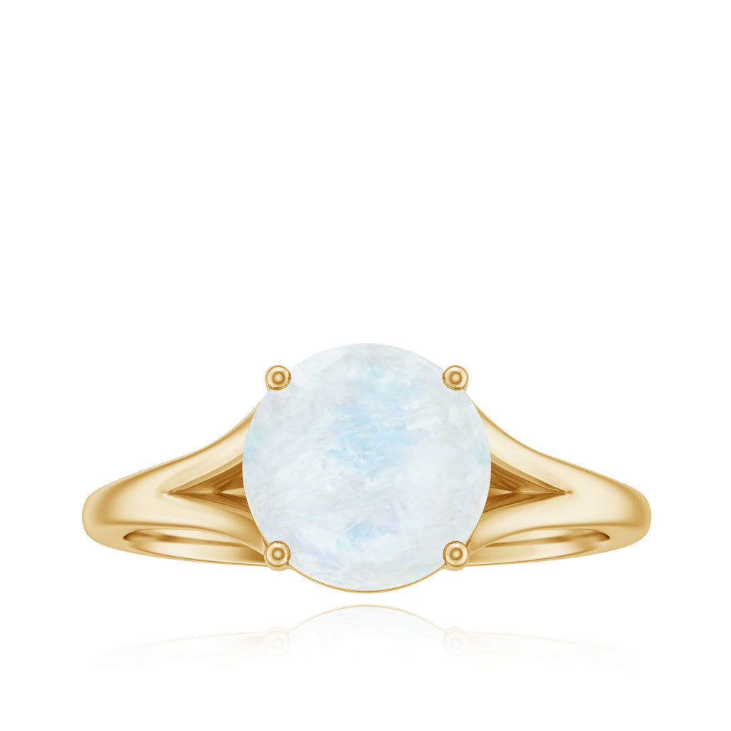 0.8 Carat Natural Moonstone Solitaire Ring with Surprise Diamond