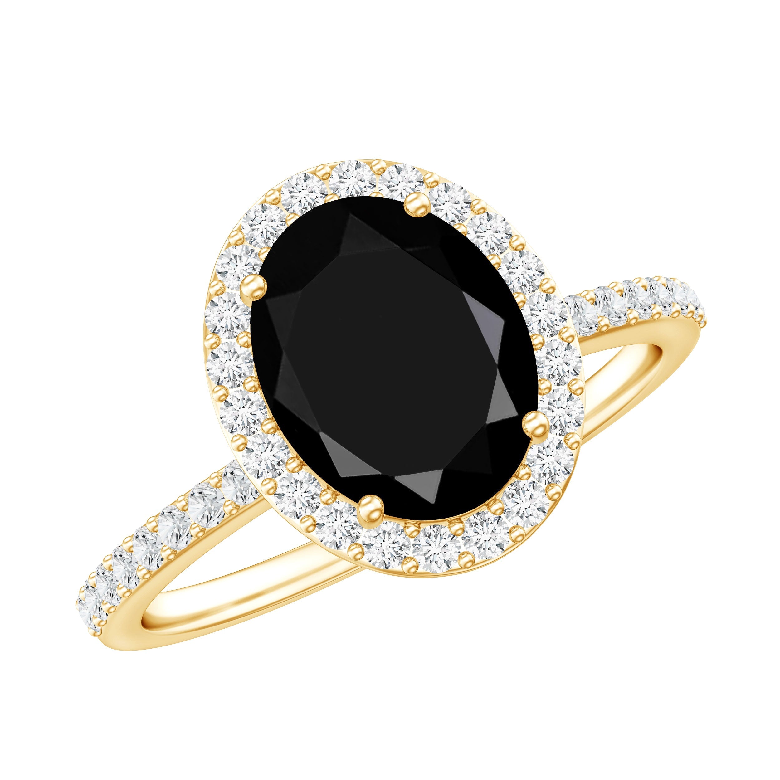 Certified 4.2 Carat Lab Grown Black and White Diamond Oval Engagement Ring with Halo | Rings | Wiccan Center