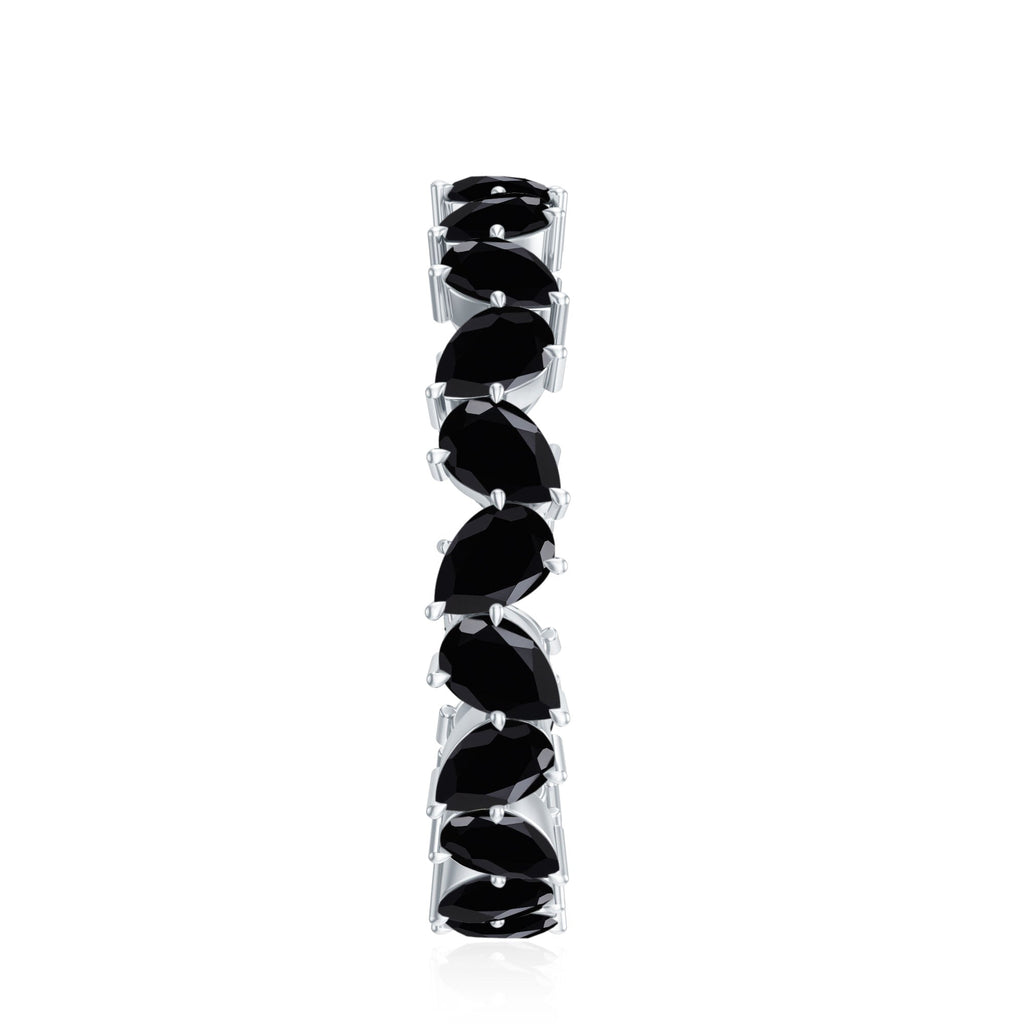 Genuine Pear Shaped Black Onyx Stackable Wedding Band