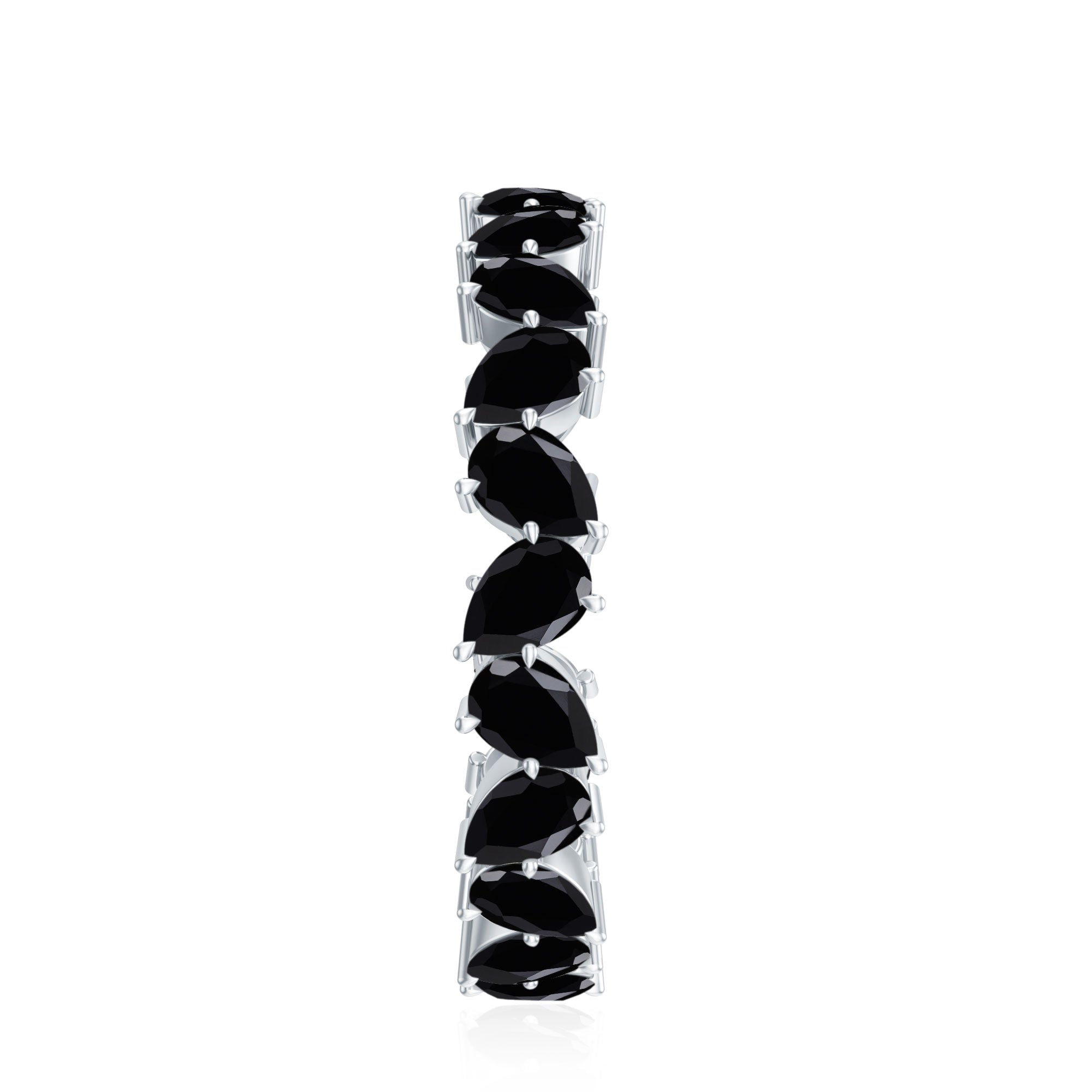 Genuine Pear Shaped Black Onyx Stackable Wedding Band