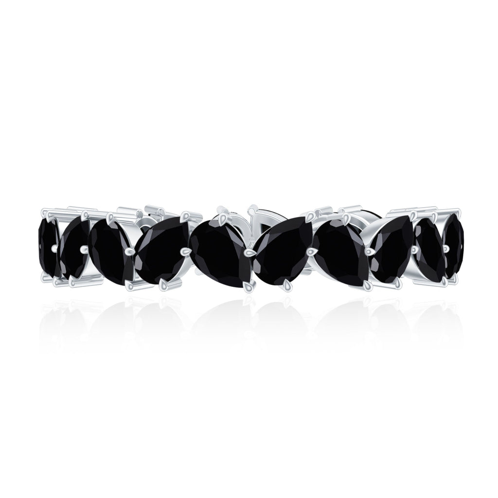 Genuine Pear Shaped Black Onyx Stackable Wedding Band