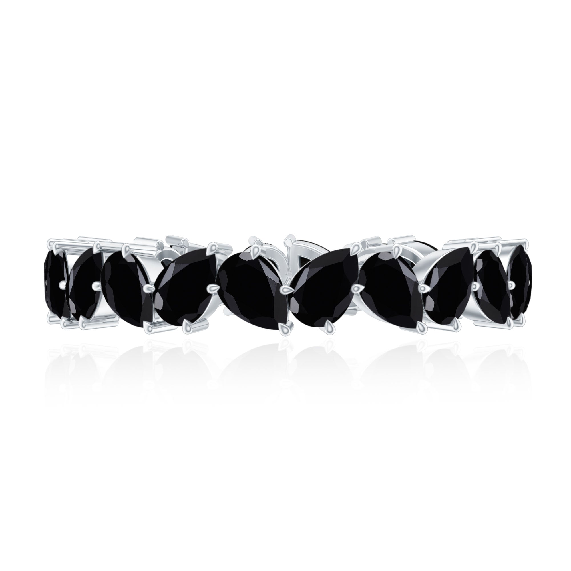 Genuine Pear Shaped Black Onyx Stackable Wedding Band