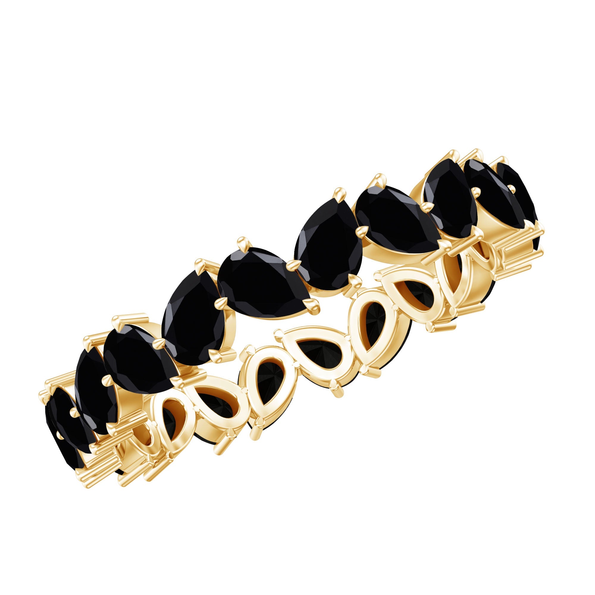 Genuine Pear Shaped Black Onyx Stackable Wedding Band | Rings | Wiccan Center