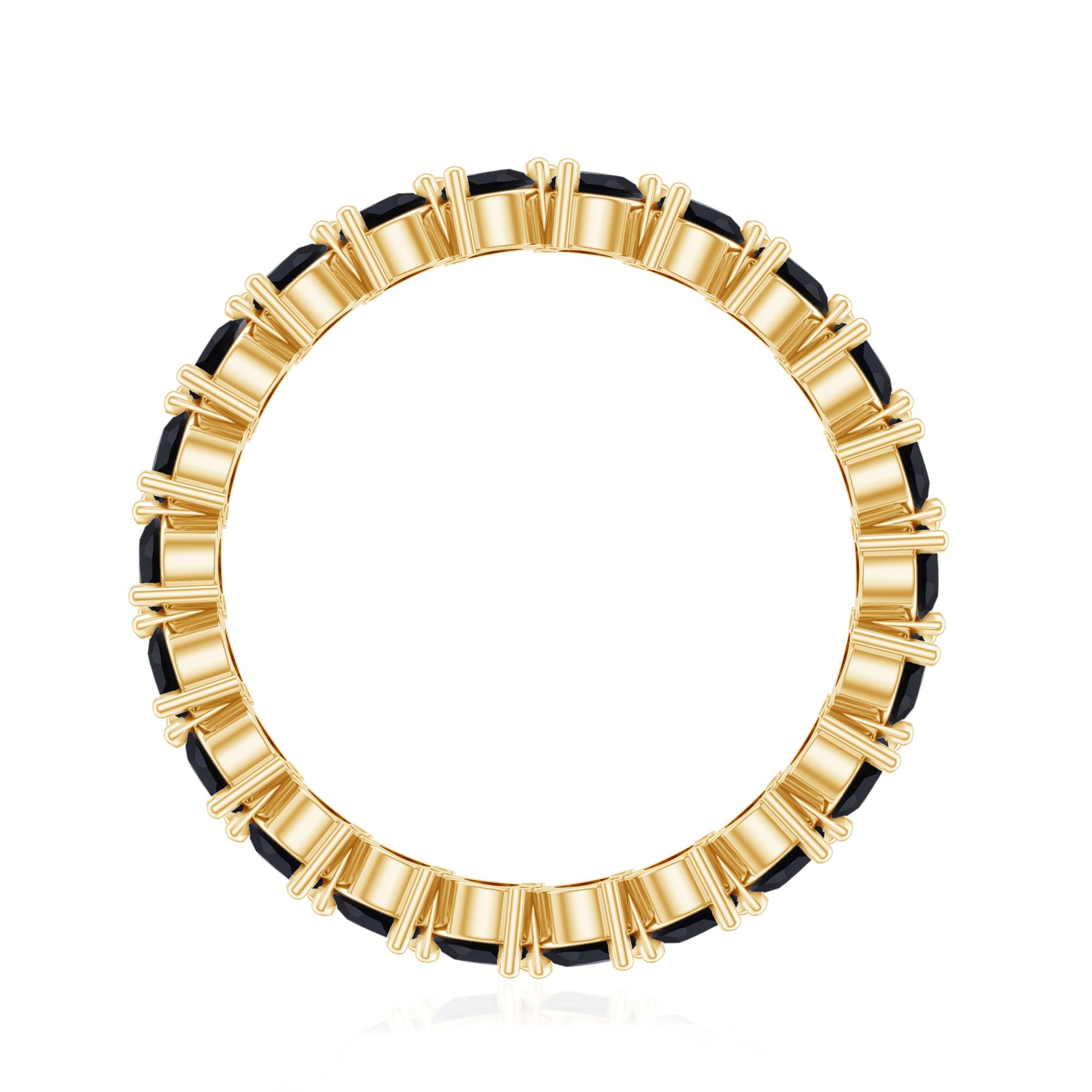 Genuine Pear Shaped Black Onyx Stackable Wedding Band