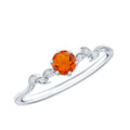 Round Fire Opal Leaf Promise Ring with Diamond
