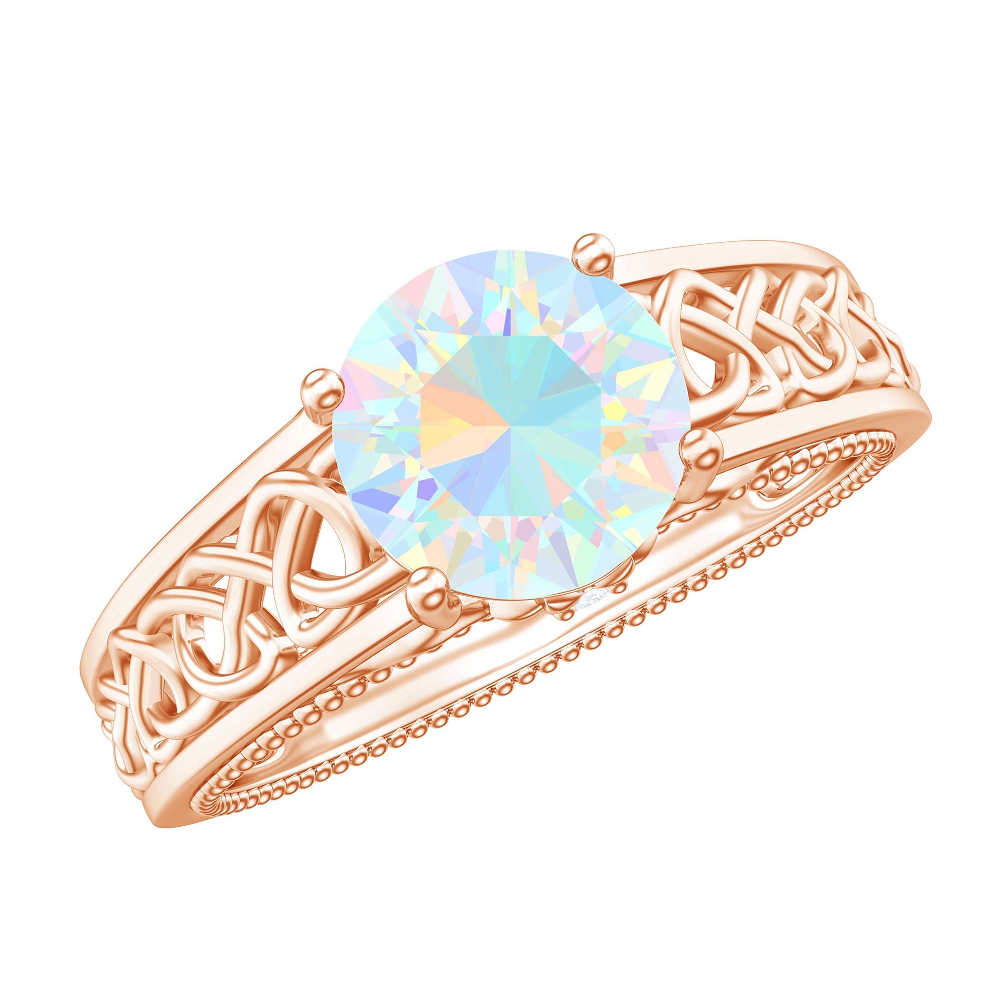 Ethiopian Opal Celtic Knot Engagement Ring with Surprise Diamond | Rings | Wiccan Center
