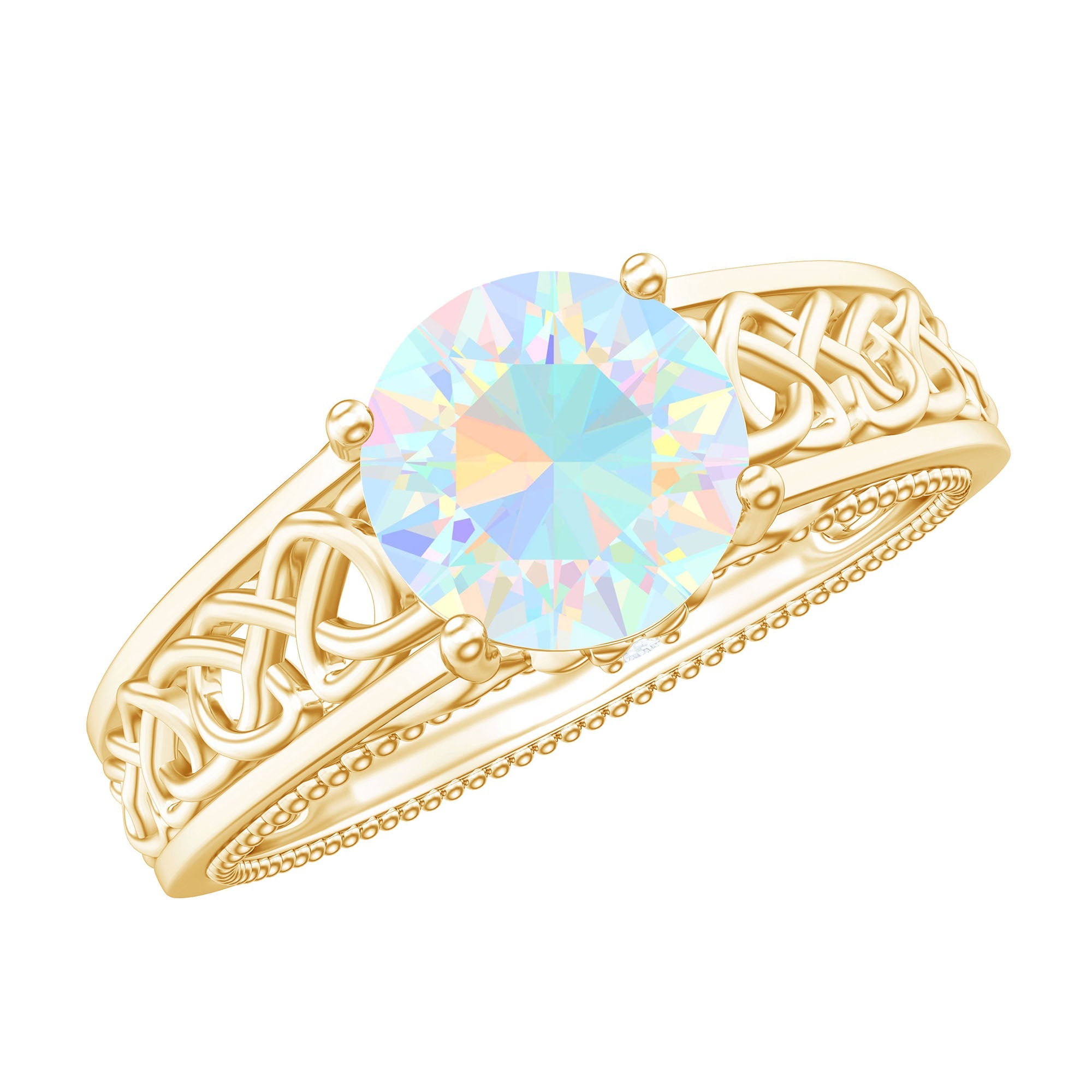 Ethiopian Opal Celtic Knot Engagement Ring with Surprise Diamond | Rings | Wiccan Center