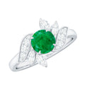 Natural 0.4 Carat Emerald Engagement Ring with Diamond