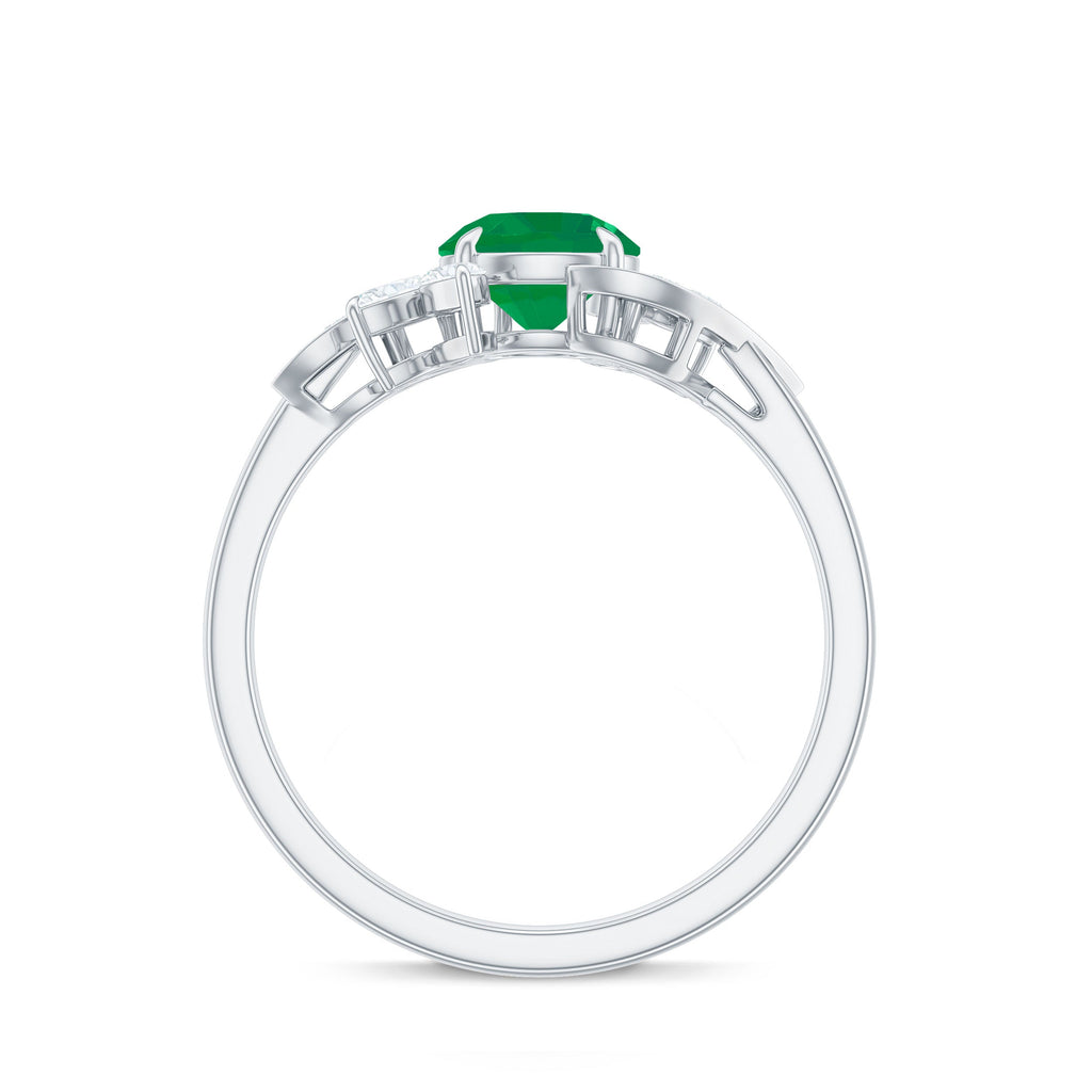 Natural 0.4 Carat Emerald Engagement Ring with Diamond