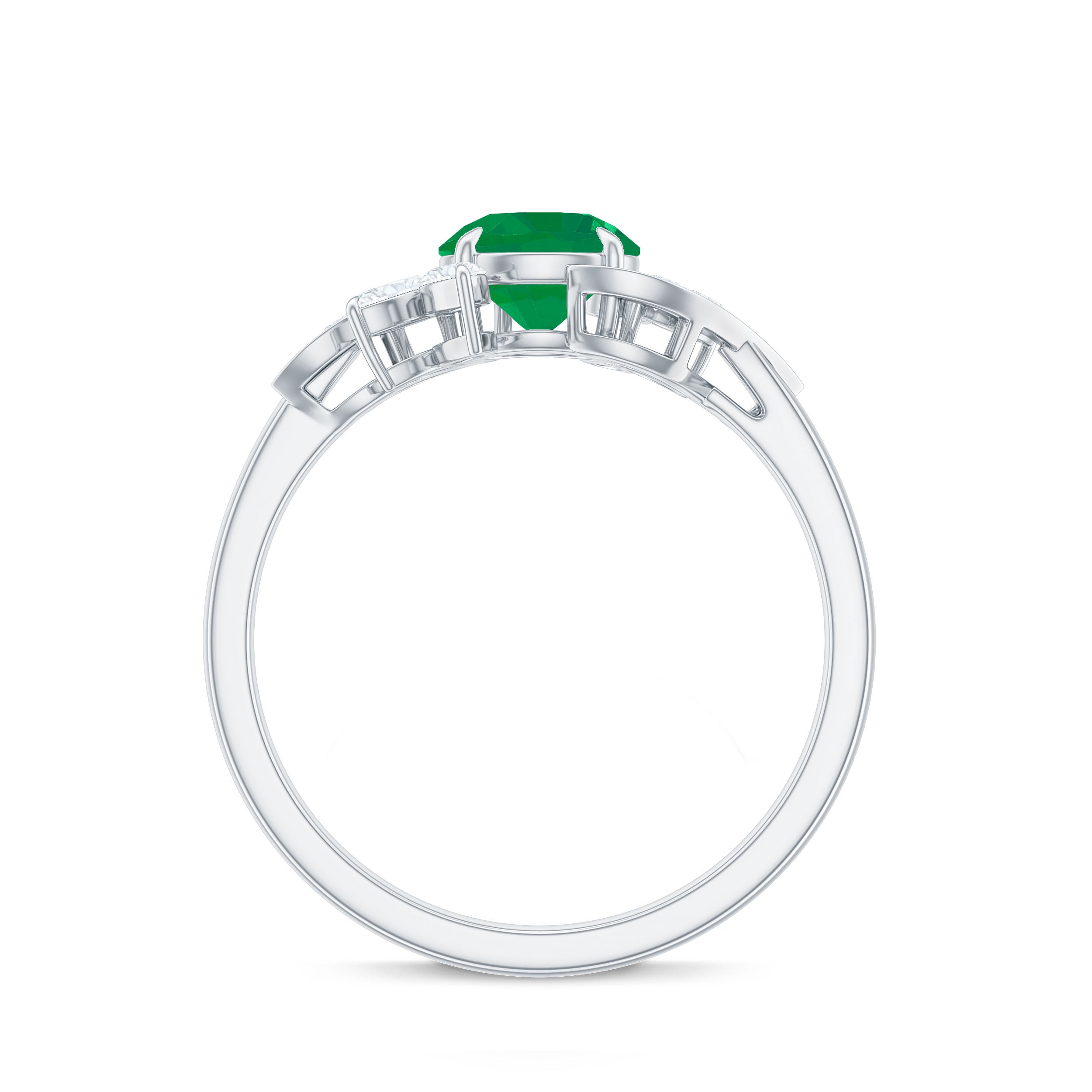 Natural 0.4 Carat Emerald Engagement Ring with Diamond
